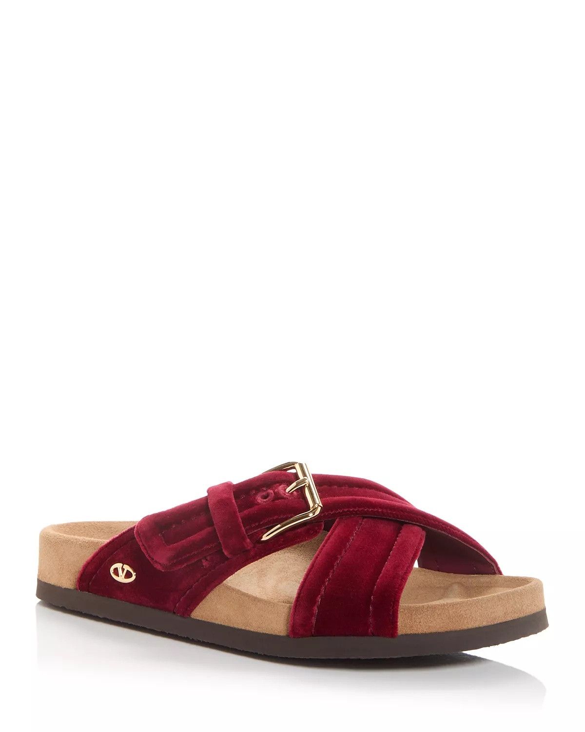 Valentino oc11z0825 Buckled Velvet Slides in Maroon Size US 9.5 / IT 39.5 - 2 Thumbnail