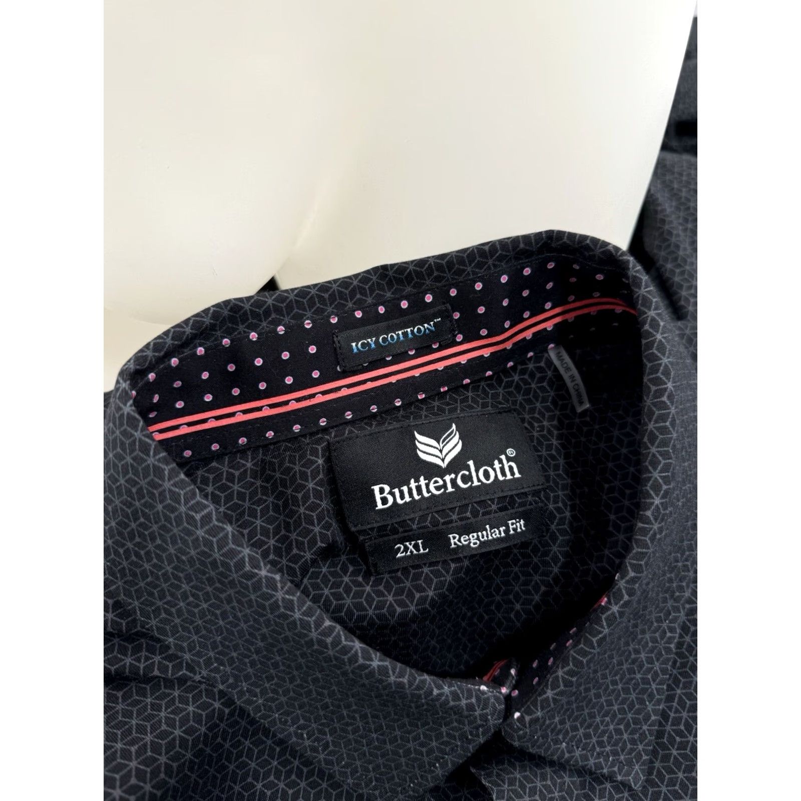 Buttero Buttercloth BUTTER CLOTH Geometric Cubes 2XL Shirt Black Cotton Long Sleeve Button-Up Mens Size US XXL / EU 58 / 5 - 4 Thumbnail