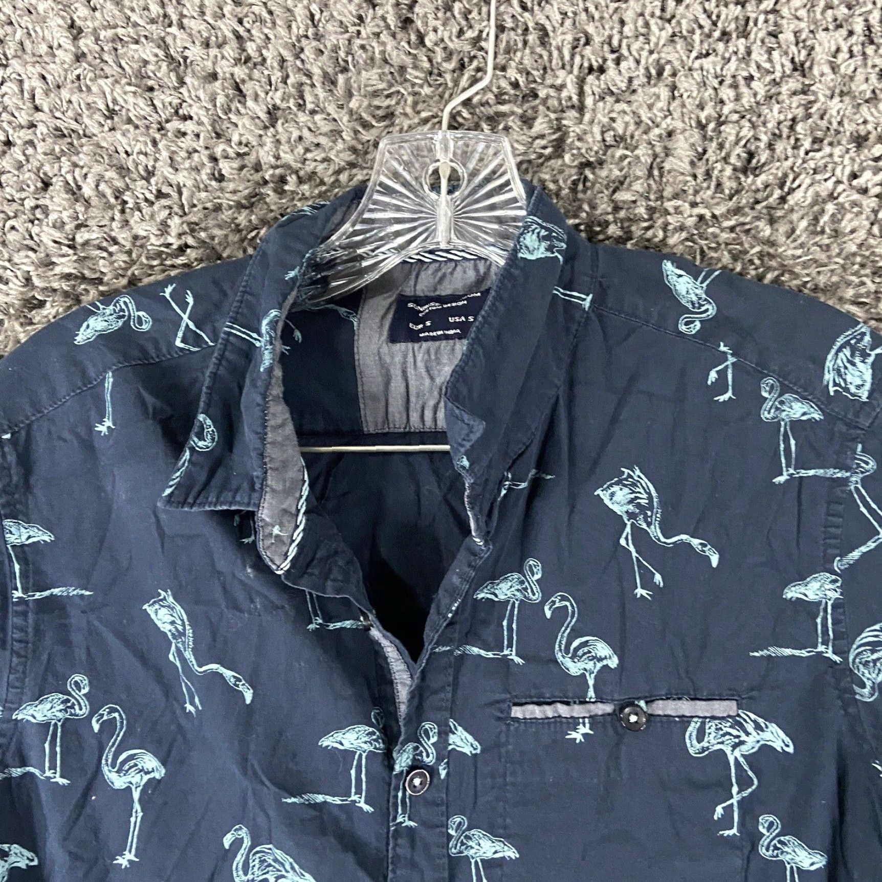 Vintage VINTAGE Sunrise Kingdom Button-Up Shirt Blue Flamingo Short Sleeve Men S Small Size US 29 - 4 Thumbnail