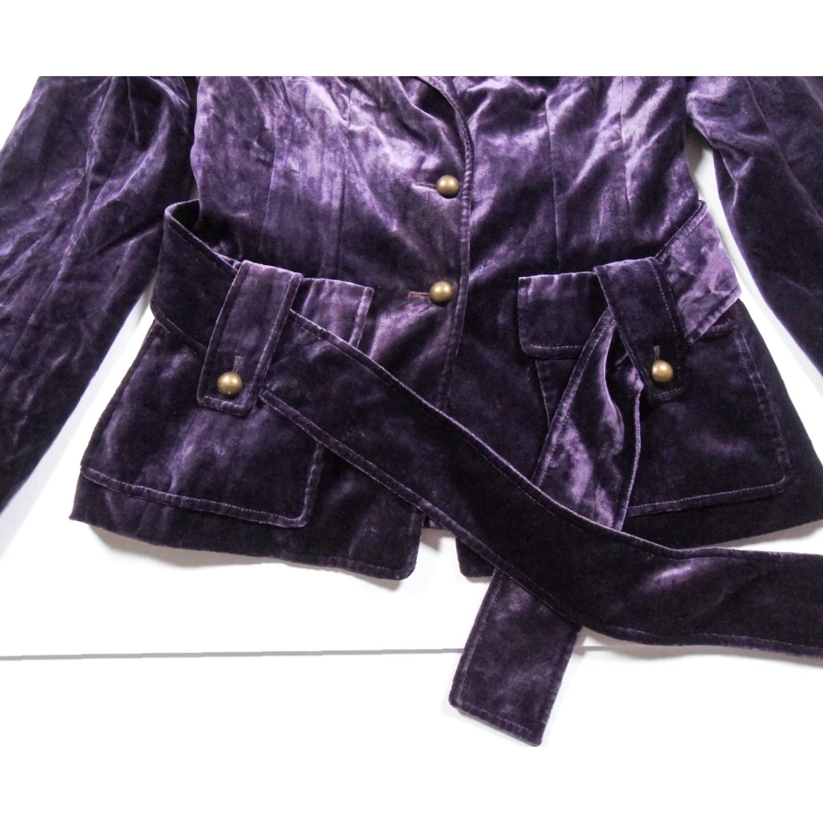 Yves Saint Laurent VINTAGE Yves Saint Laurent Women's Blazer Jacket Size 42 Purple Velvet Designer Office Formal Size M / US 6-8 / IT 42-44 - 3 Thumbnail
