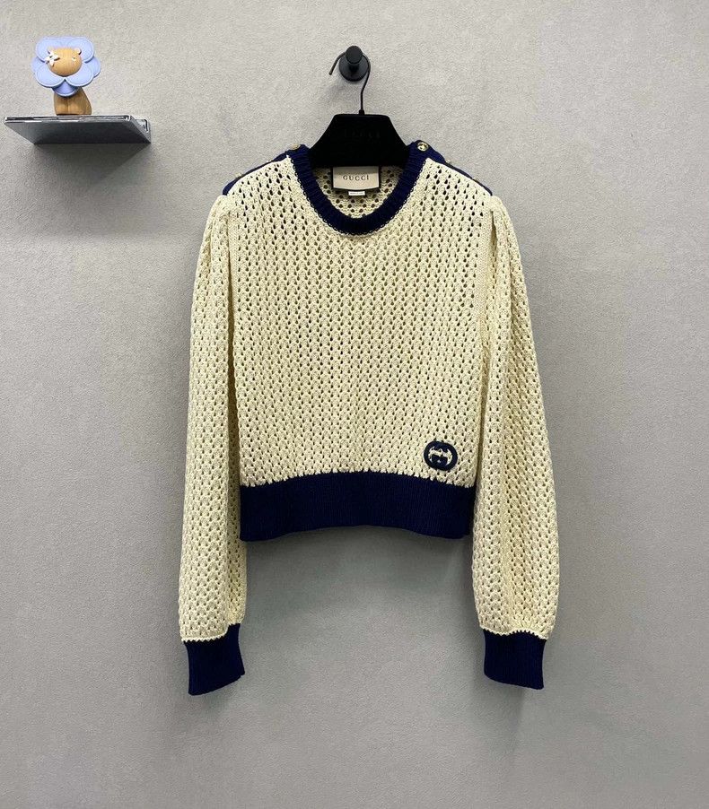 Gucci Gucci Beige mesh knitted sweater 2502-Nextarrow Size US S / EU 44-46 / 1 - 1 Thumbnail