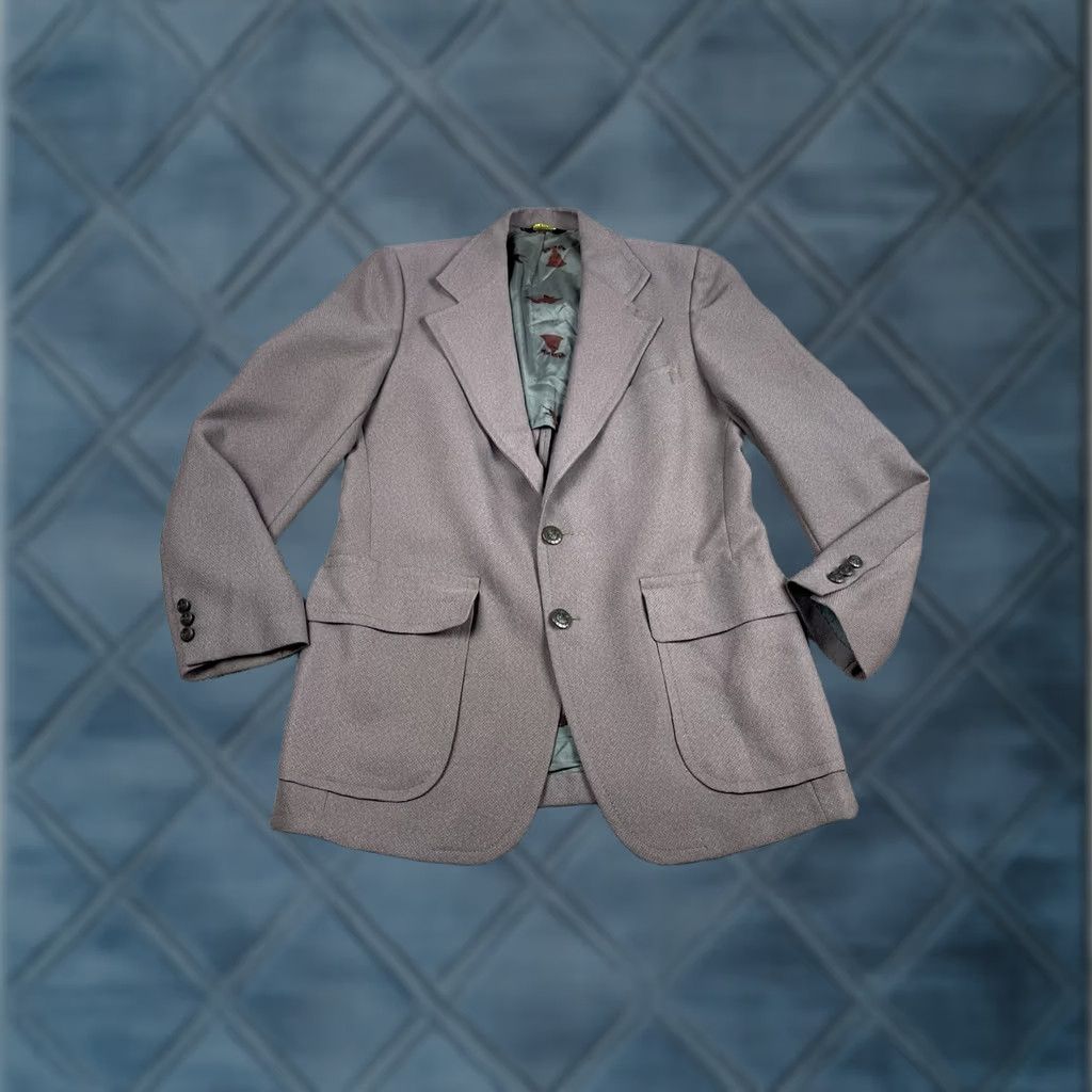 Sears VINTAGE Sears Mens Blazer Jacket 39 R Gray 2 Button Pockets Notch Lapel Single-Breasted Three-Button Vintage 70s Mens Coat Size 40R - 1 Thumbnail