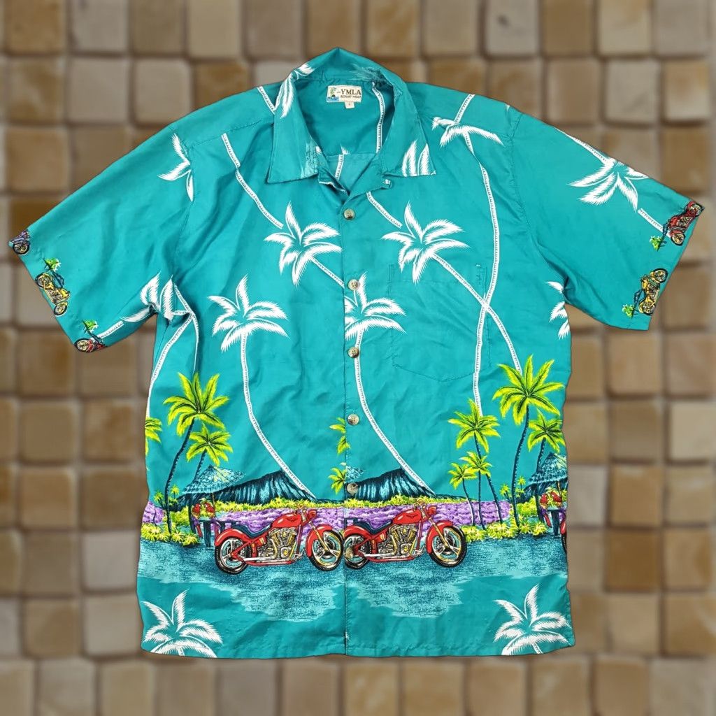 Vintage VINTAGE Hawaiian Biker Motorcycle Floral Men's Large Button Up Beach Camp Shirt Size US L / EU 52-54 / 3 - 1 Thumbnail