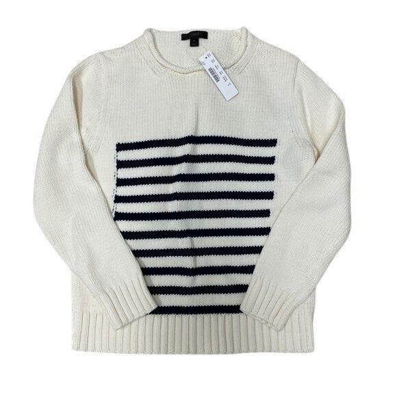 J.Crew J.Crew 1988 Navy Striped Rollneck Sweater Ivory/Navy Stripe Size S / US 4 / IT 40 - 2 Thumbnail