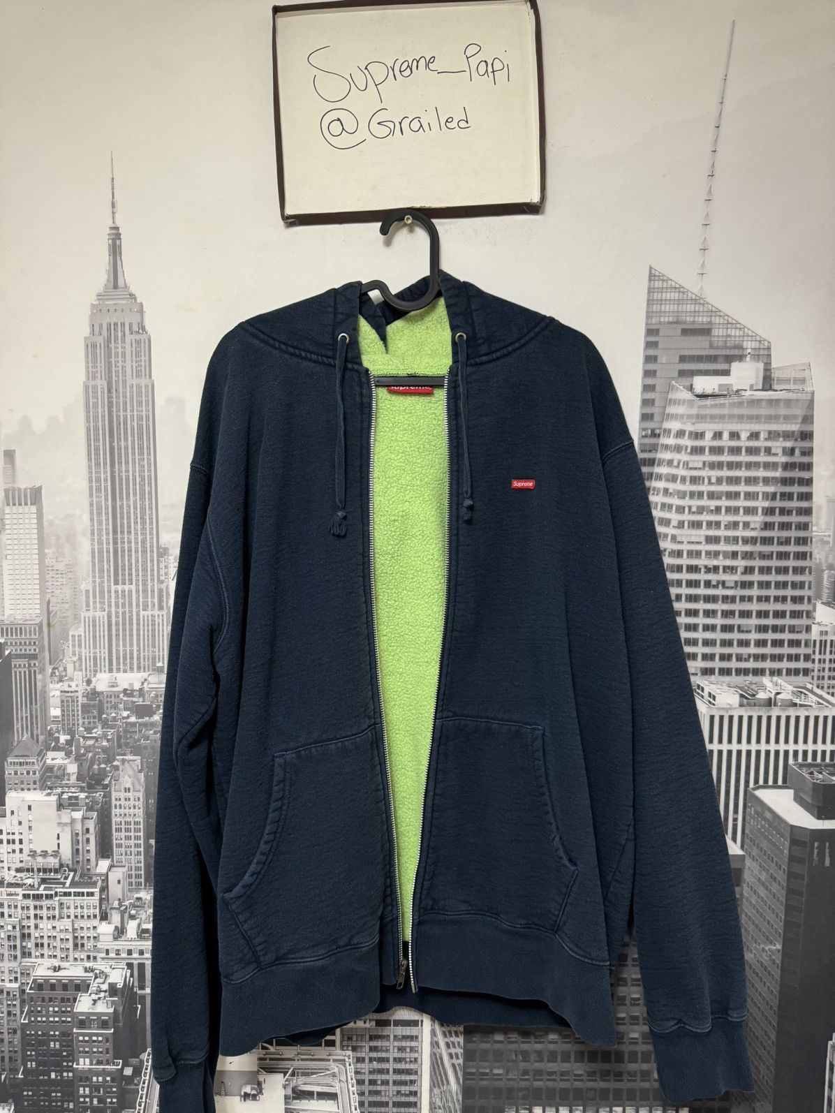 Supreme 🔥 SS18 Supreme Contrast Small Box Zip Jacket Navy SZ Large Size US L / EU 52-54 / 3 - 1 Thumbnail