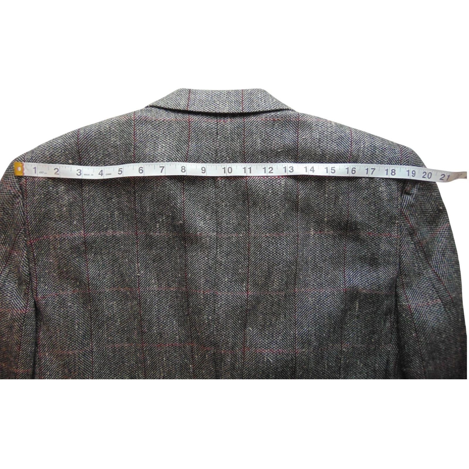 Burberry Burberrys Vintage Tweed Windowpane Blazer 42 Gray Size 42R - 14 Thumbnail
