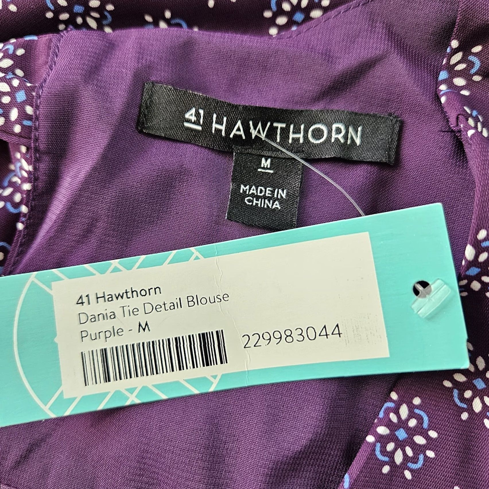 Vintage 41 Hawthorn Womens Dania Tie Detail Blouse Sz Medium Purple White 3/4 Sleeve Size M / US 6-8 / IT 42-44 - 5 Thumbnail