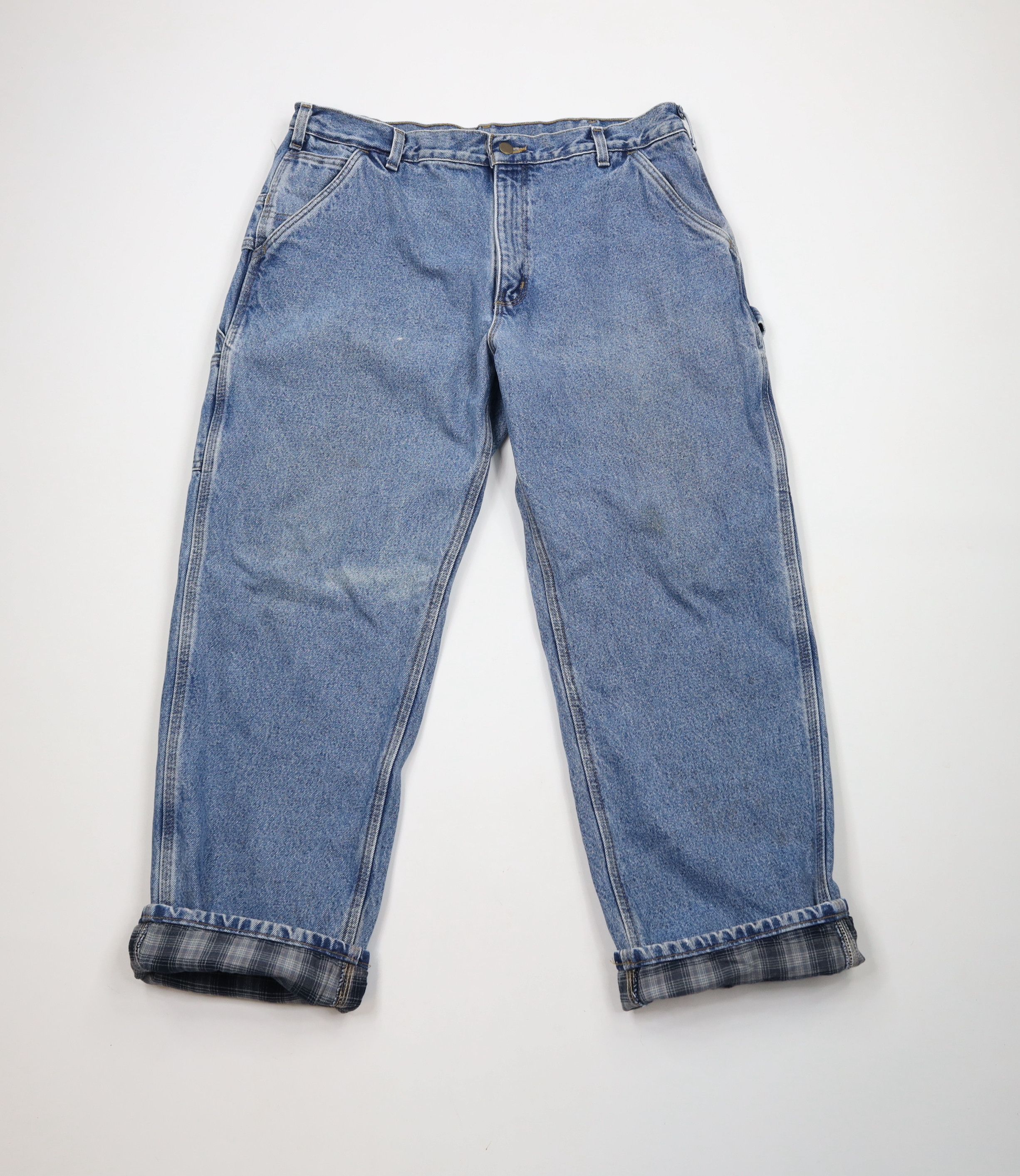 Carhartt × Vintage Vintage Carhartt Flannel Lined Relaxed Fit Wide Leg Jeans Size US 38 / EU 54 - 1 Thumbnail