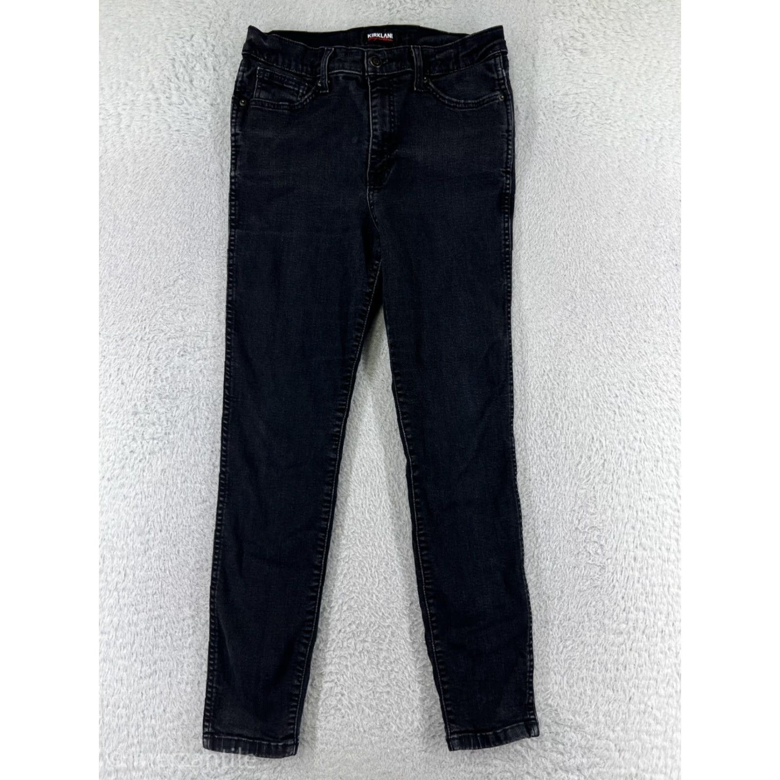 Vintage Kirkland Jeans Women's 12 Black Denim Skinny Certification: Dark Wash Cotton Blend Pants Size 34" / US 12 / IT 48 - 2 Thumbnail