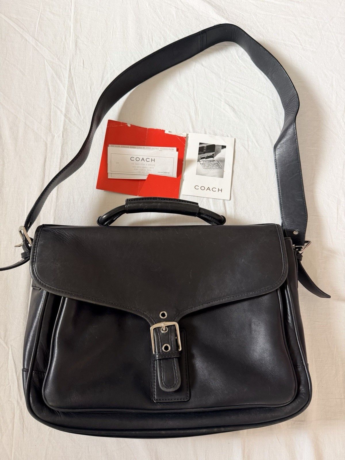Coach Vtg Coach Logan BLK Leather Large Business Messenger Bag Size ONE SIZE - 3 Thumbnail