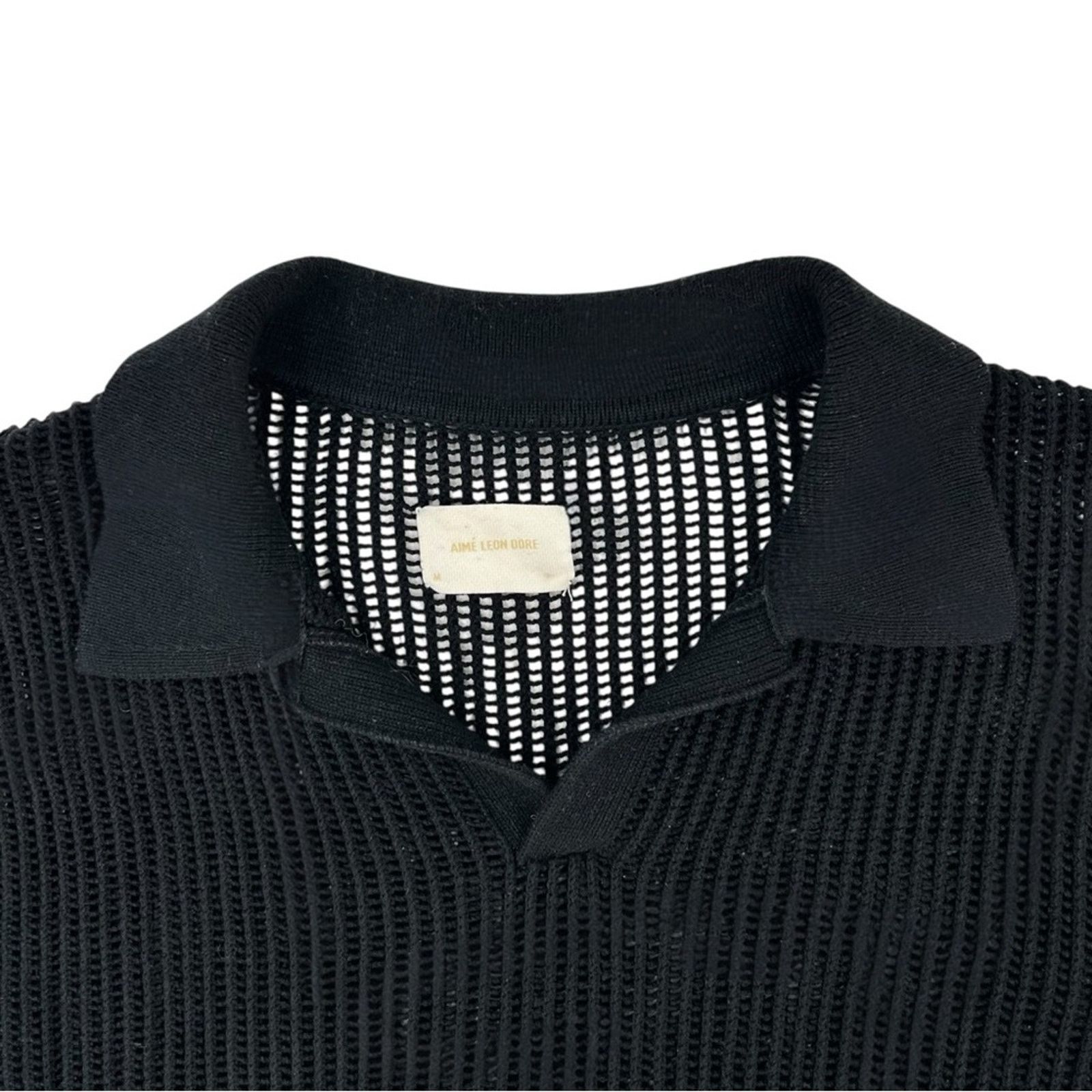 Aime Leon Dore Black Mesh Knit Short Sleeve Polo Collar Shirt Size US M / EU 48-50 / 2 - 3 Thumbnail