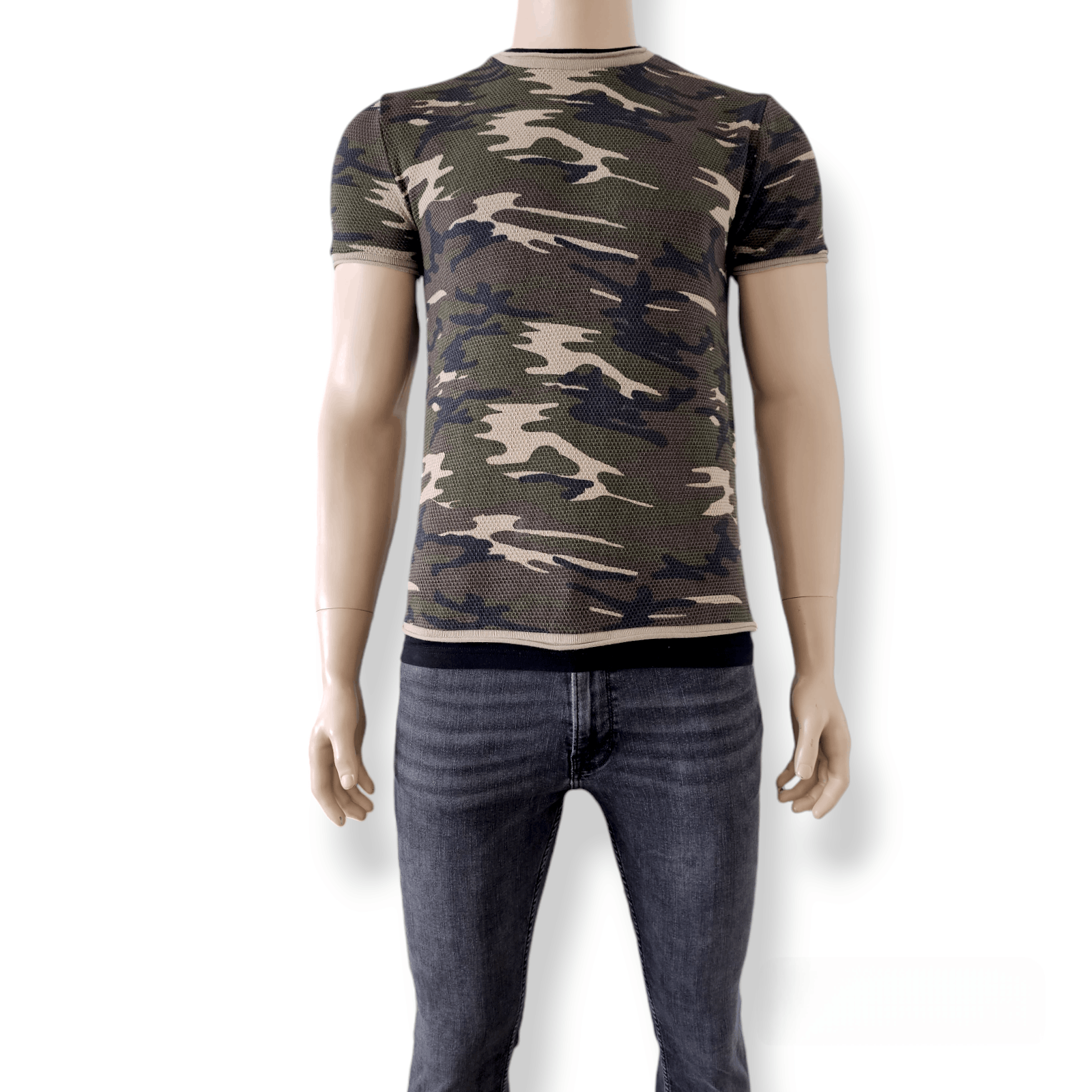Zara Zara Man Camo Print Waffle Knit Muscle Shirt Size US L / EU 52-54 / 3 - 1 Thumbnail