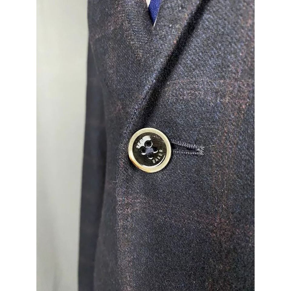 Ted Baker MINT! Ted Baker Men's Blue Wool Checked Blazer Sportcoat Jac Size 48R - 8 Thumbnail