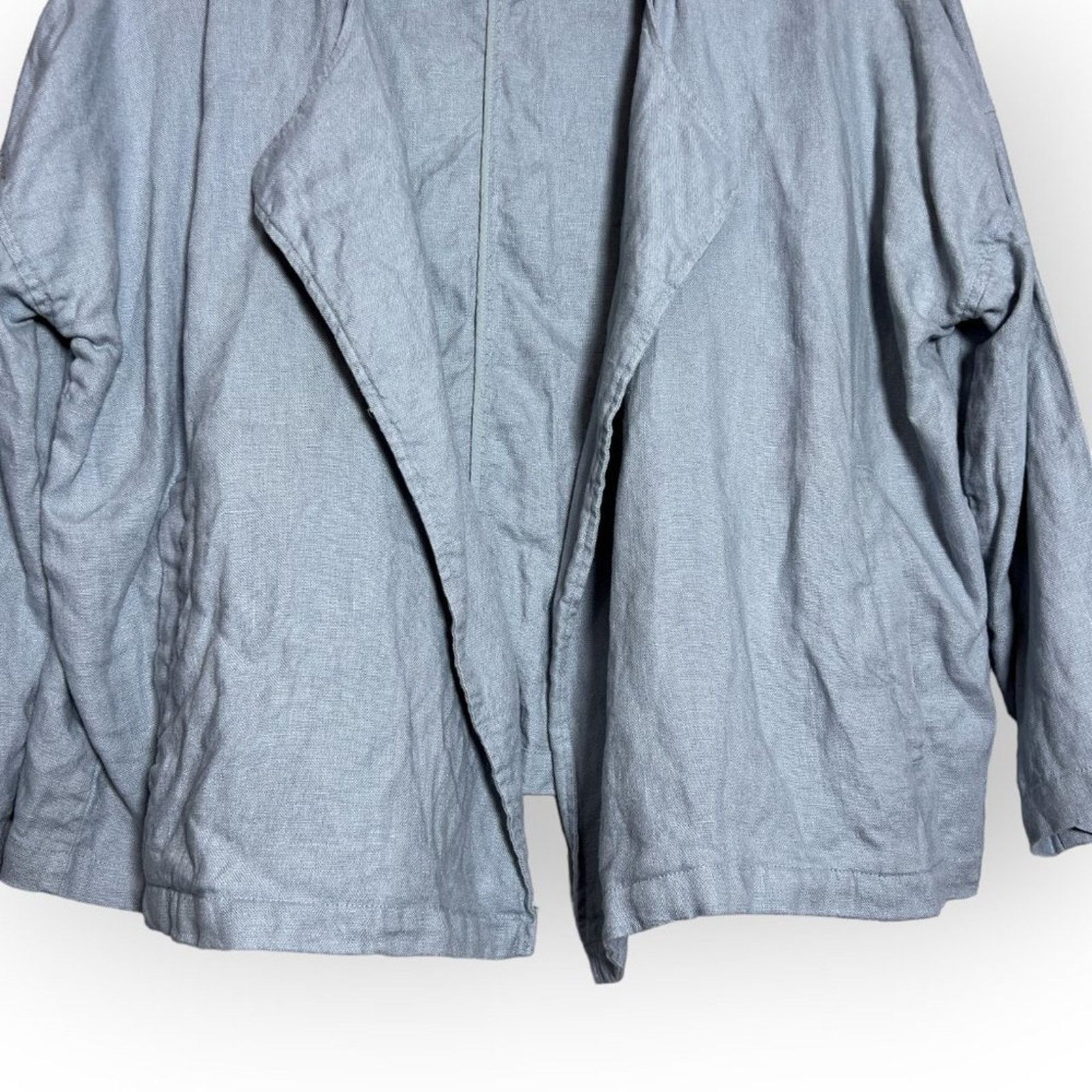 Eileen Fisher Eileen Fisher Organic Linen Blue Boxy Open Jacket Size XL Size XL / US 12-14 / IT 48-50 - 9 Thumbnail