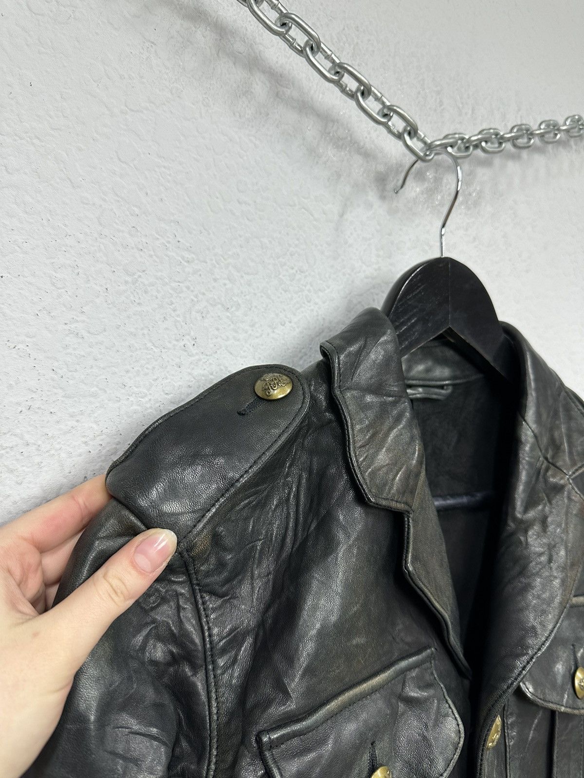 Polo Ralph Lauren Vintage Leather Jacket Polo Ralph Lauren Cropped Faded Rare Size S / US 4 / IT 40 - 10 Thumbnail