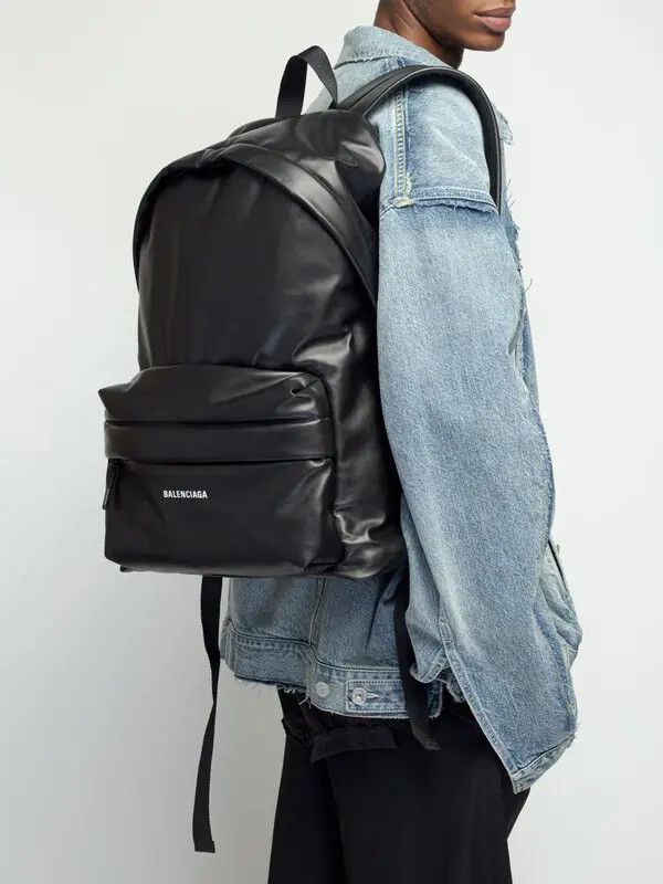 Balenciaga *NEW* BLACK LEATHER PUFFY PADDED BACKPACK Size ONE SIZE - 3 Thumbnail