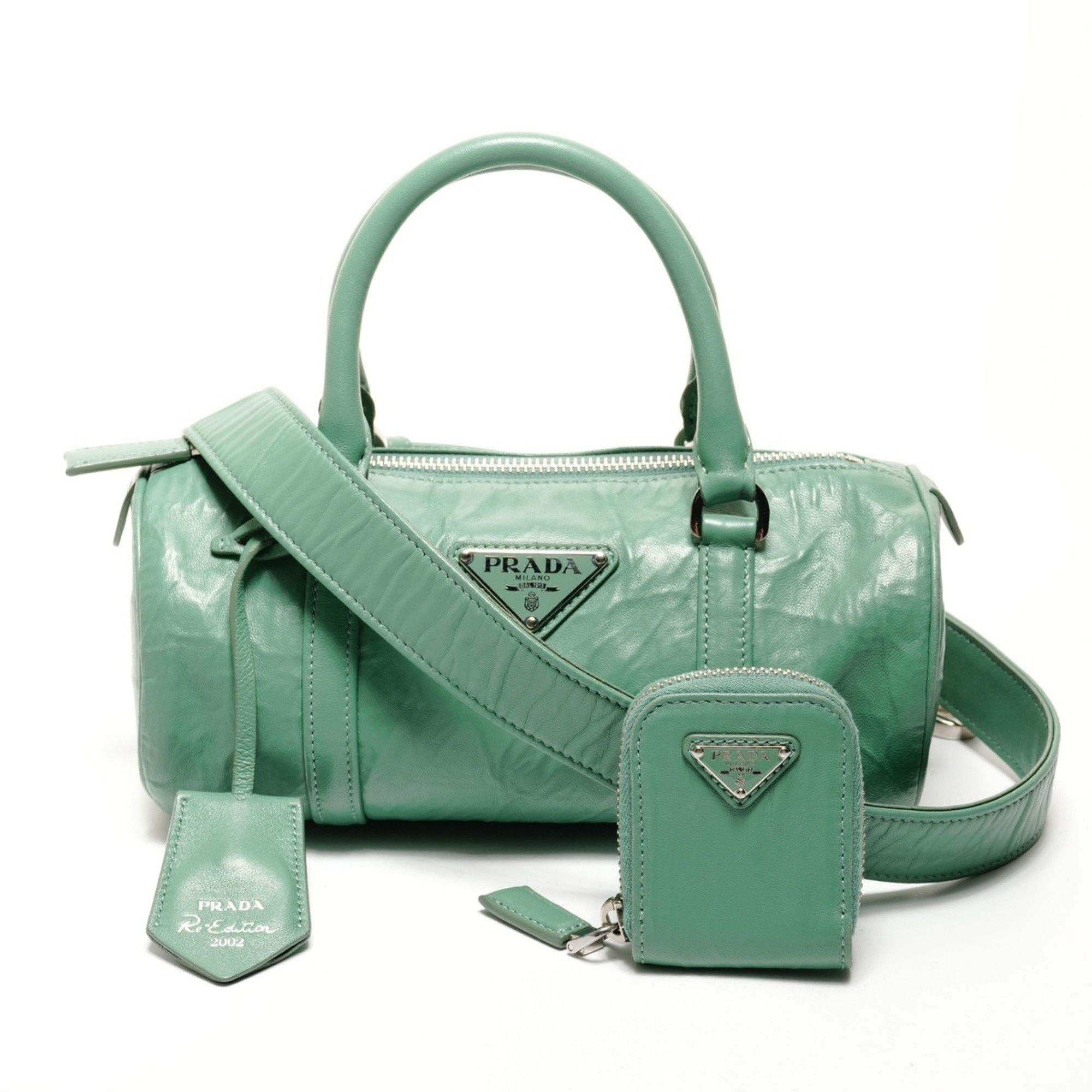 Prada Prada Nappa Vintage Mini Boston Bag, 2-Way Leather Shoulder Green, WS25521 Size ONE SIZE - 1 Thumbnail