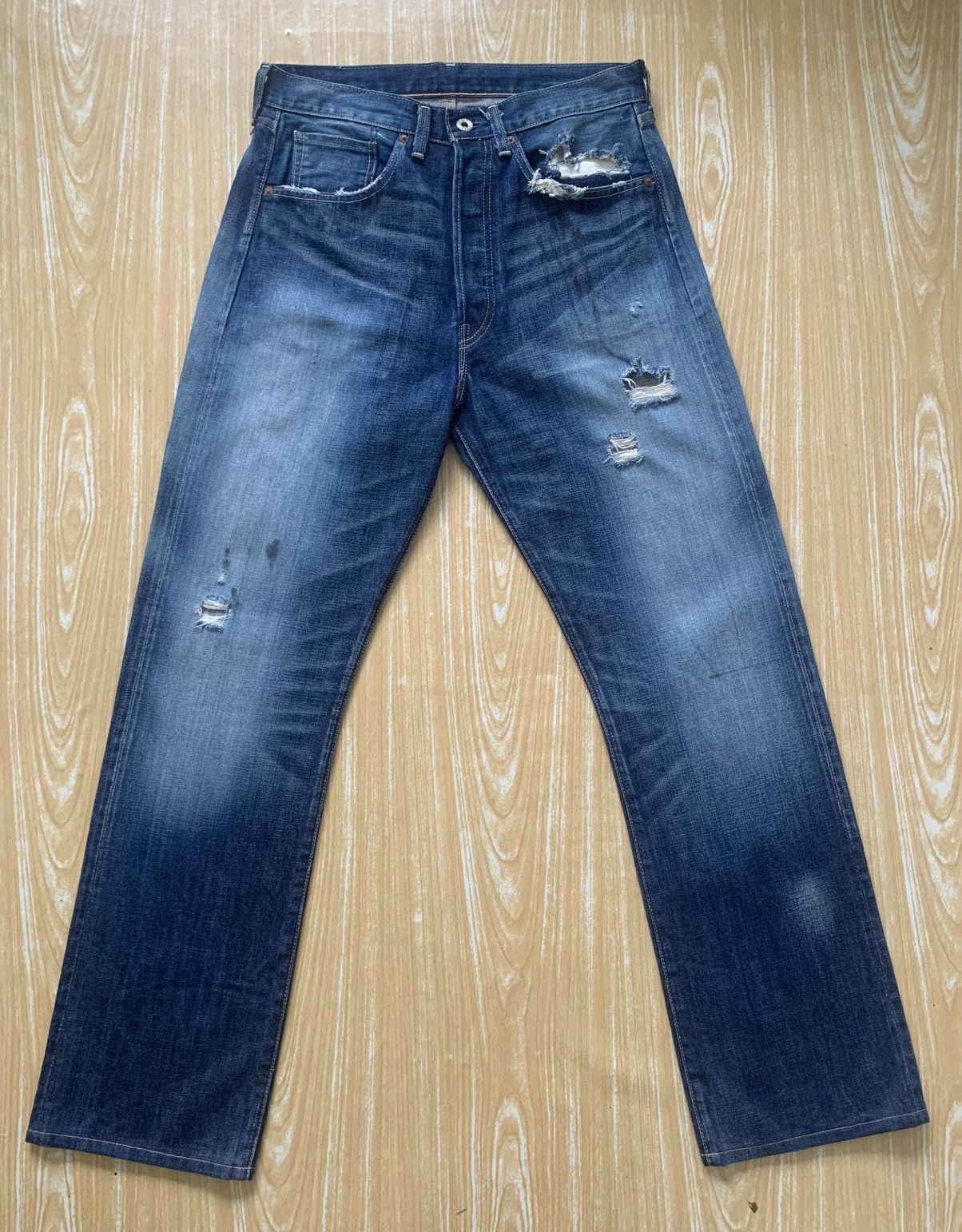 Levi's Distressed Levis Lot44501 WW2 Repro Selvedge Made In Japan Size US 30 / EU 46 - 2 Thumbnail