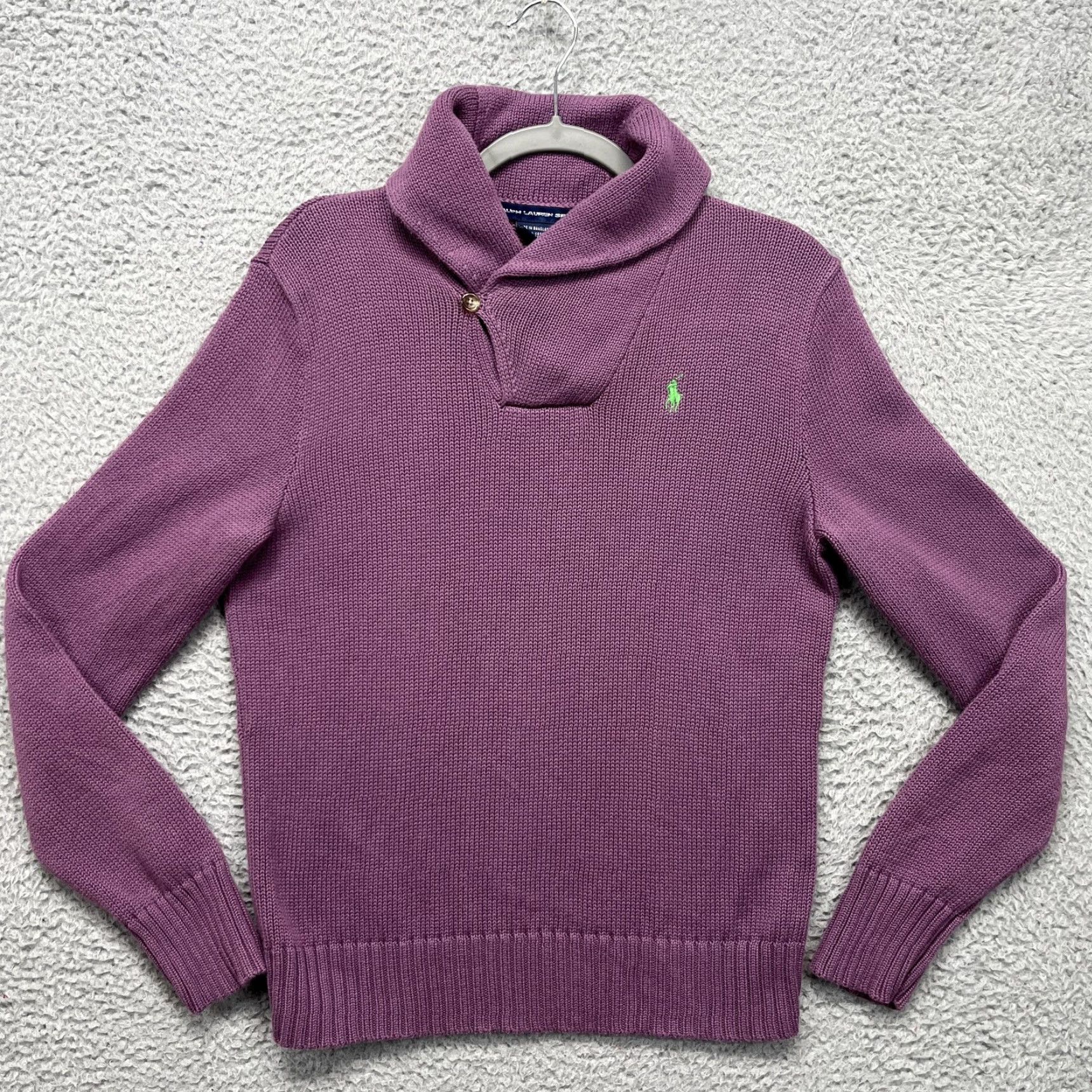 Polo Ralph Lauren VINTAGE Ralph Lauren Sport Sweater Womens XL Purple Shawl Collar Pullover Cotton Knit Size XL / US 12-14 / IT 48-50 - 2 Thumbnail