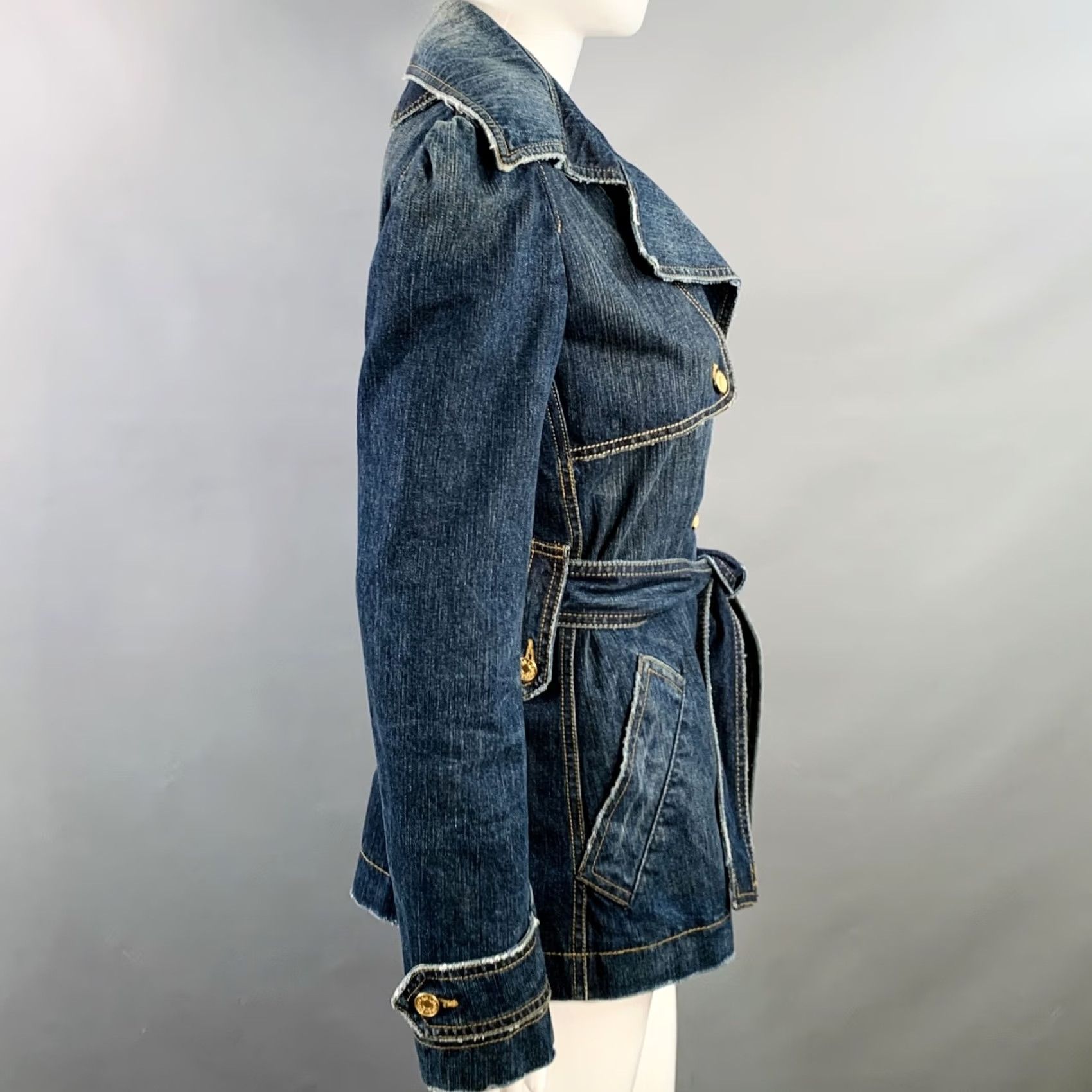 Dolce & Gabbana DOLCE & GABBANA Jacket Womens 2 Blue Size Indigo Denim Belted Size XS / US 0-2 / IT 36-38 - 3 Thumbnail