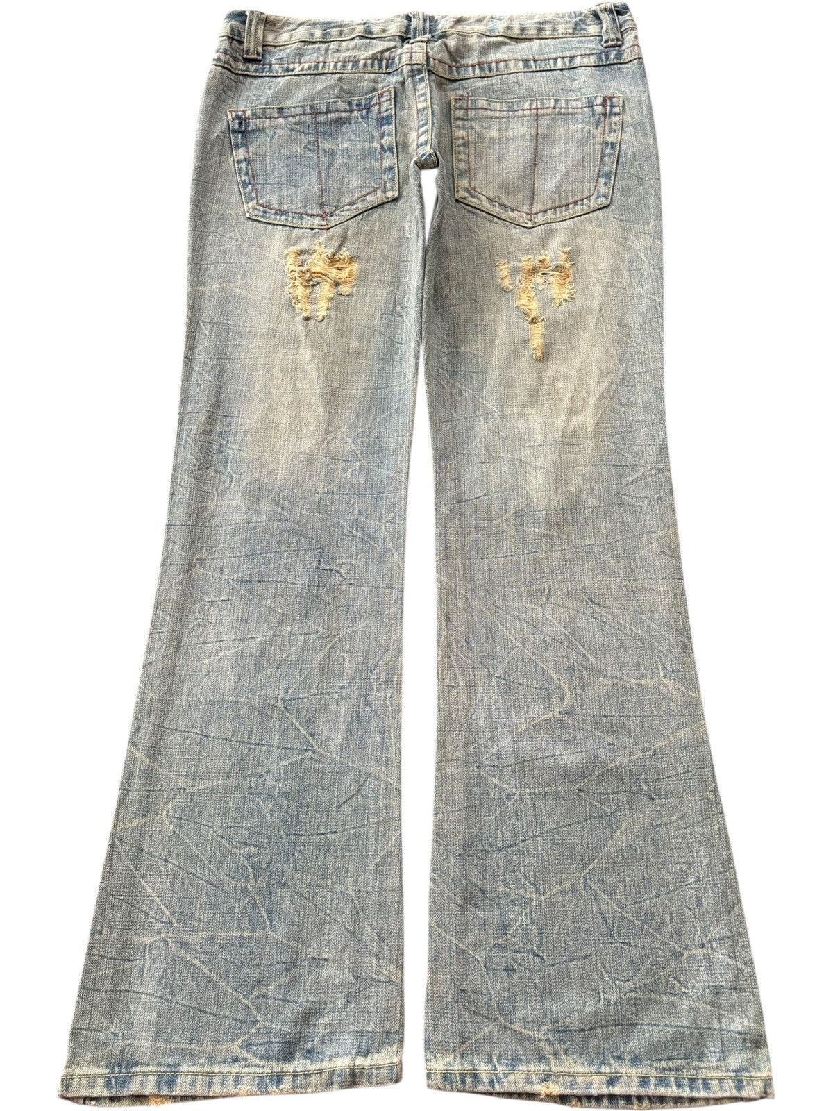 If Six Was Nine Vintage Japanese Brand Heavy Distress Rusty Wash Flare Jeans Size 36" / US 14 / IT 50 - 2 Thumbnail