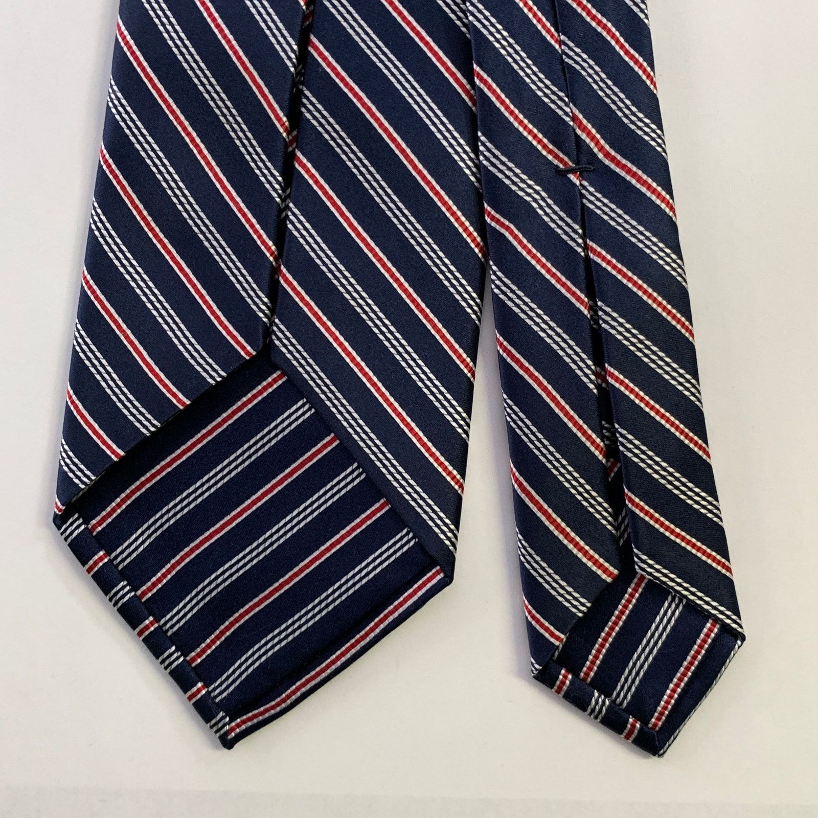 Bvlgari BVLGARI Navy Red Diagonal Stripe Silk Tie Size ONE SIZE - 2 Thumbnail