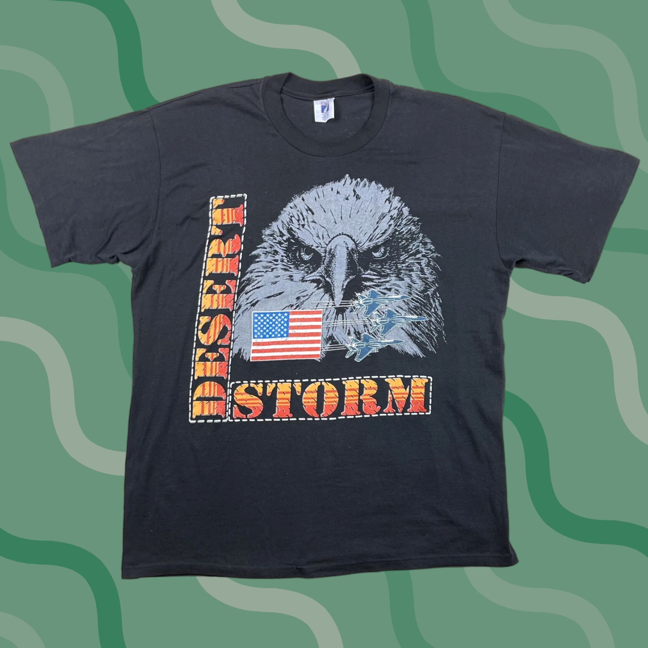 Logo Athletic VINTAGE Logo Athletic Desert Storm T-Shirt XL Military USA Single Stitch Eagle 90s Graphic Black Mens Size US XL / EU 56 / 4 - 1 Thumbnail