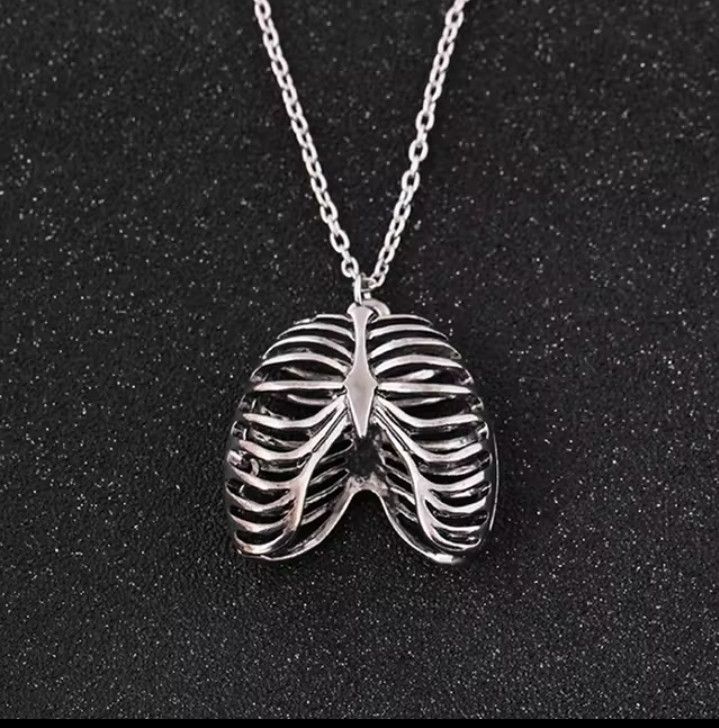 Other Chunky Punk Goth Human Ribs Skeleton bones Necklace Choker Size ONE SIZE - 4 Thumbnail