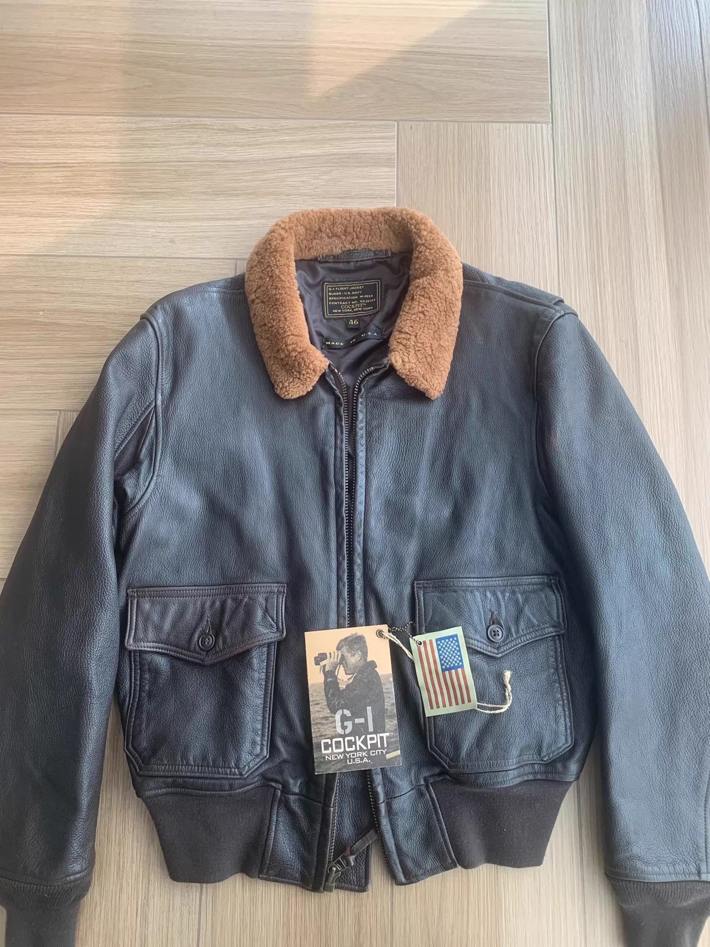 Cockpit USA COCKPIT G1 Vintage Goatskin Men's Biker Jacket USA Size US S / EU 44-46 / 1 - 1 Thumbnail