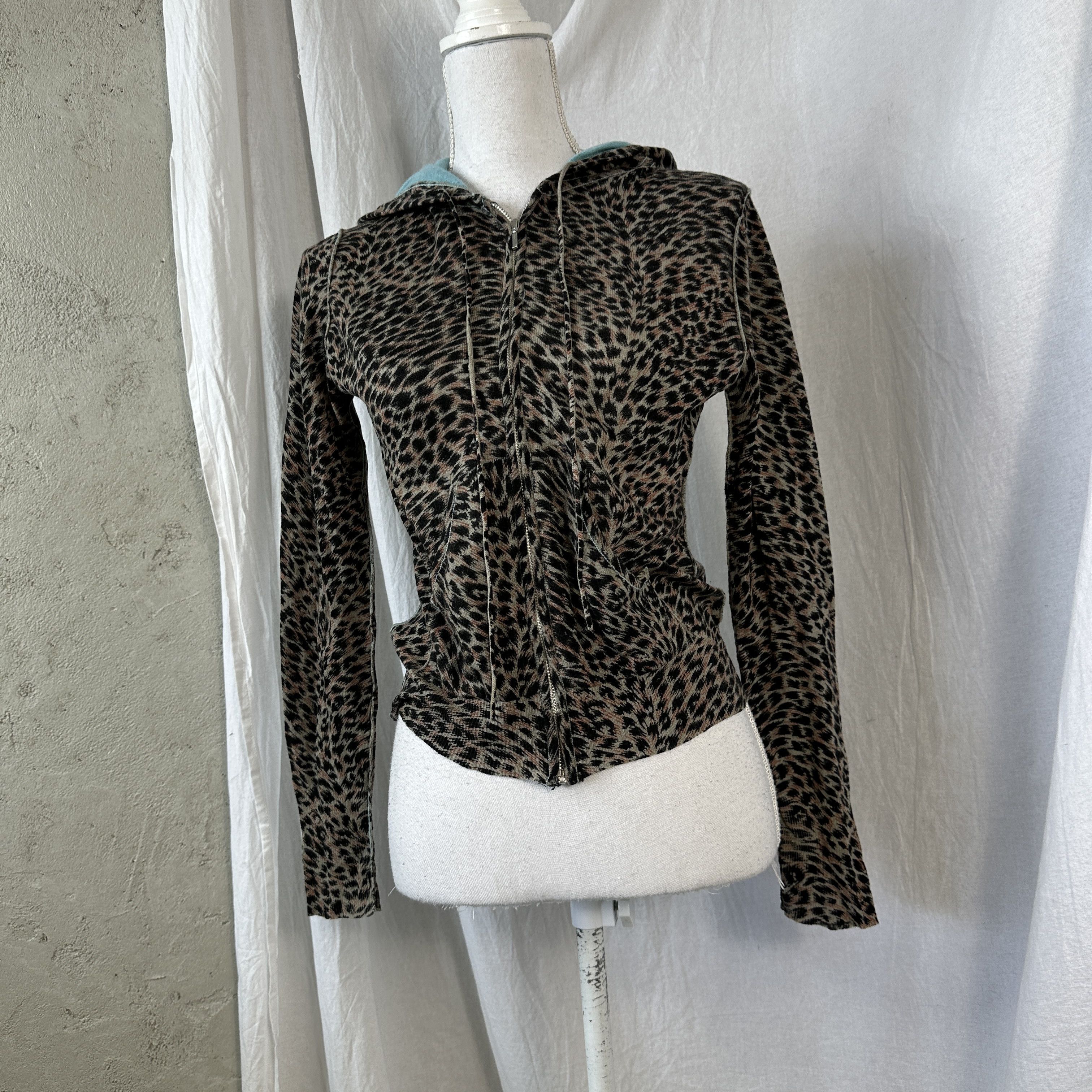 Vintage Women's Cashmere Sweater Cheetah Zip Size S / US 4 / IT 40 - 3 Thumbnail