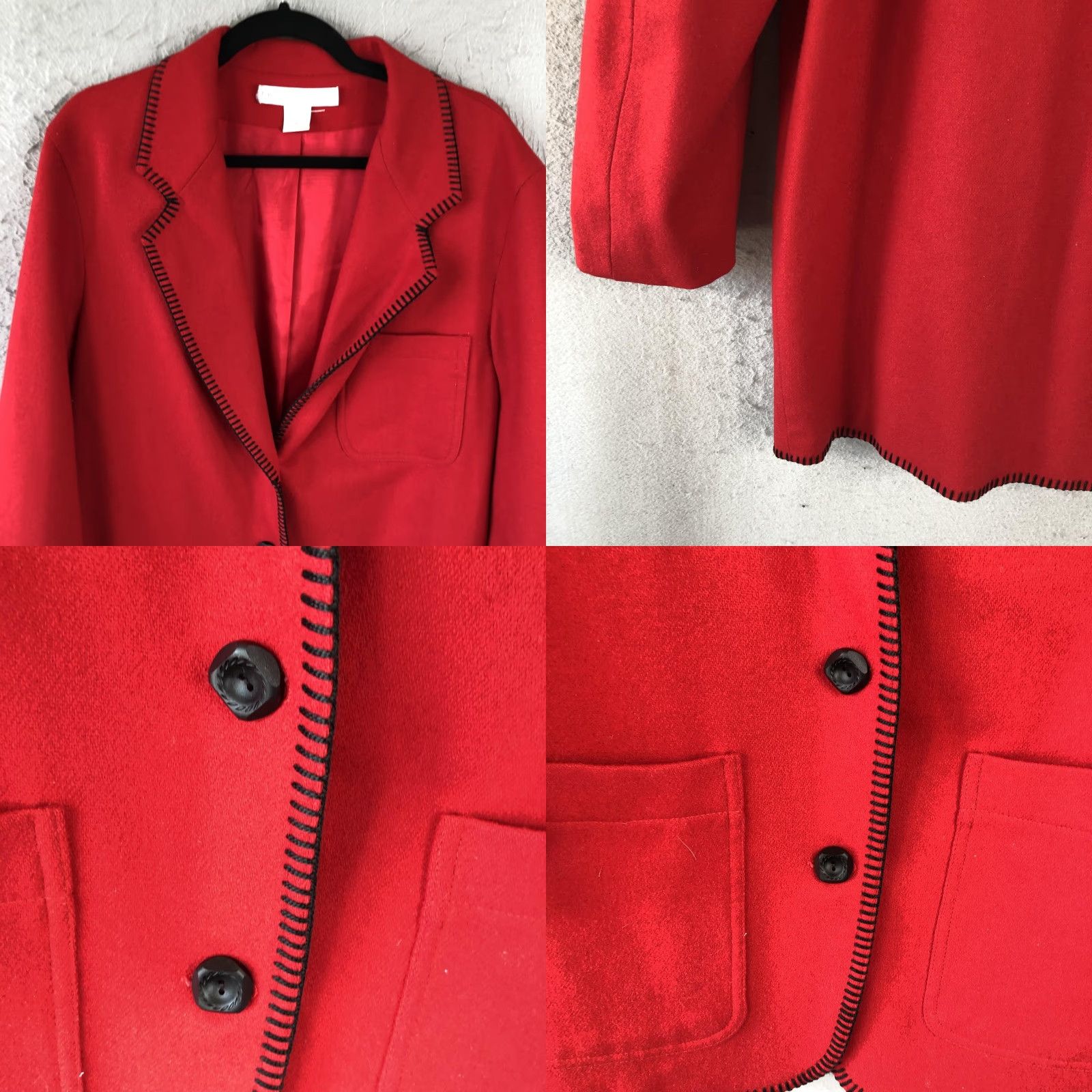 Vintage VINTAGE The Limited Blazer Womens Medium Red Wool Black Trim Pocket Jacket Office Mens? No, Womens. Size M / US 6-8 / IT 42-44 - 8 Thumbnail
