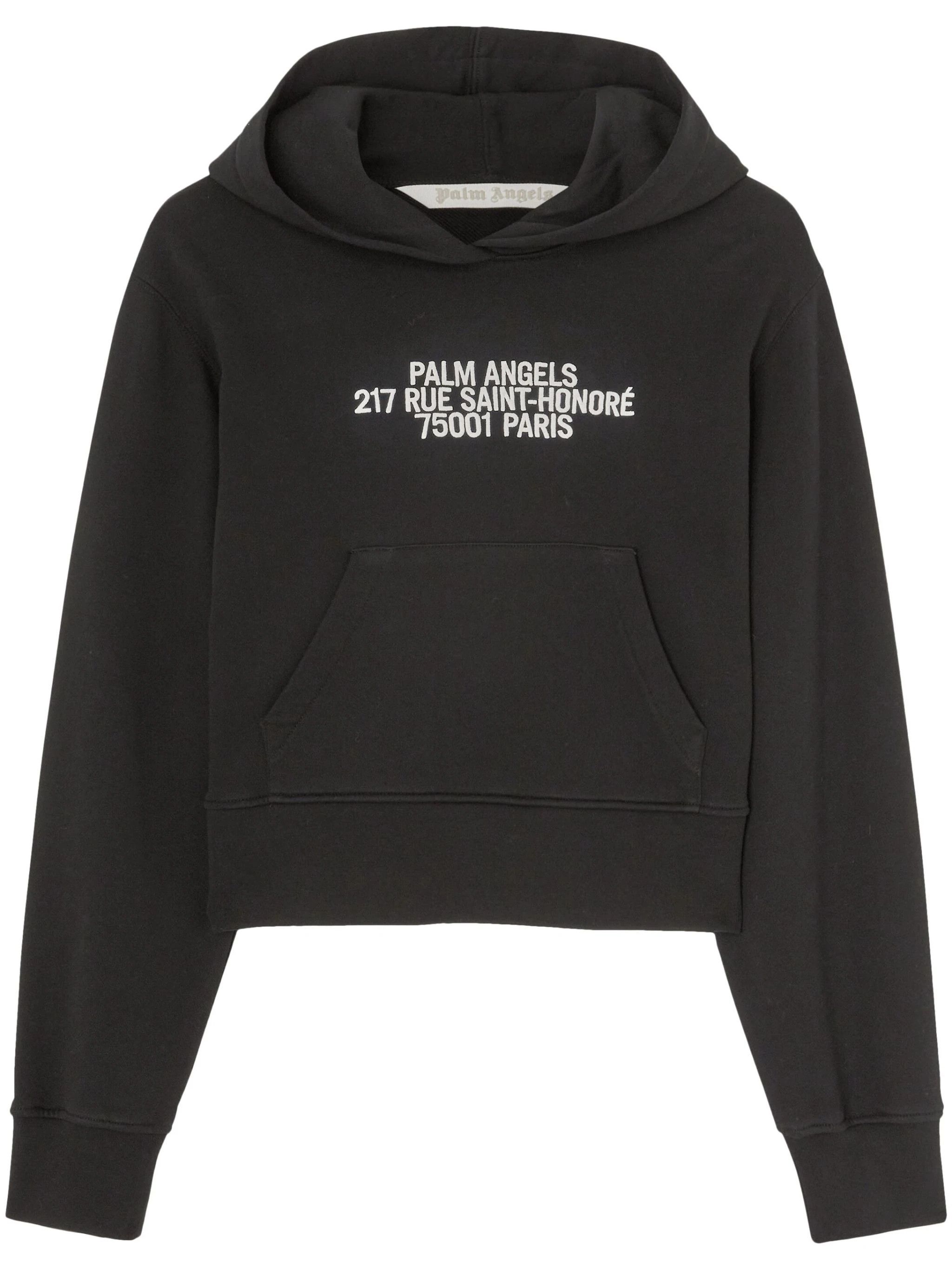 Palm Angels o1s22i1n0824 Embroidery Cropped Hoodie in Black Size XS / US 0-2 / IT 36-38 - 1 Thumbnail