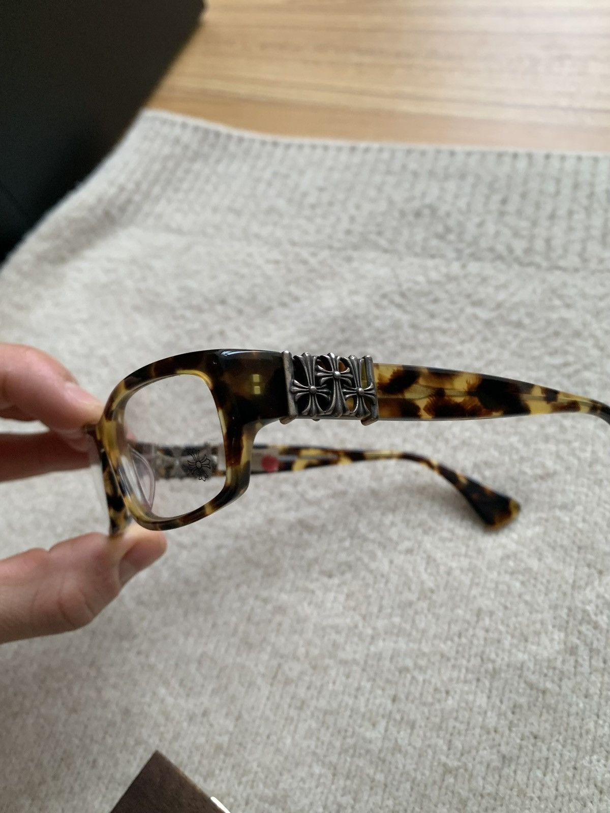 Pre-owned Chrome Hearts Below Me Marble Glasses In Brown