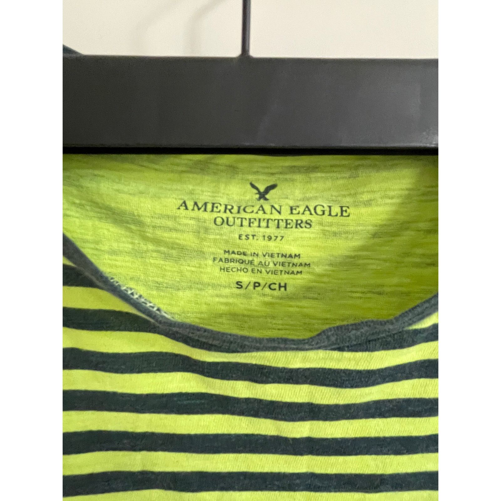 American Eagle Outfitters American Eagle Green and Black striped t-shirt Size Small Size US S / EU 44-46 / 1 - 3 Thumbnail
