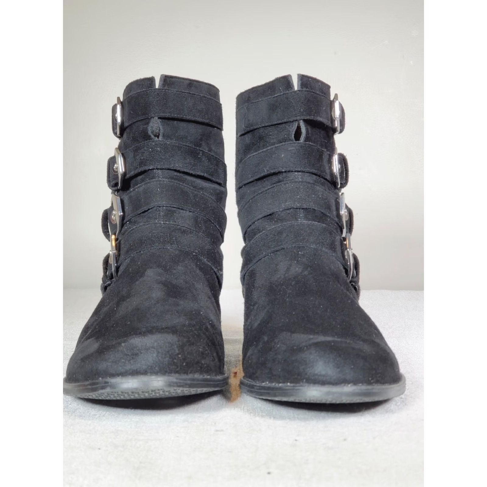 Stuart Weitzman Stuart Weitzman Jittermacho Moto Bootie Boots Black Suede Buckle Straps Women's US 8.5 Size US 9 / IT 39 - 7 Thumbnail