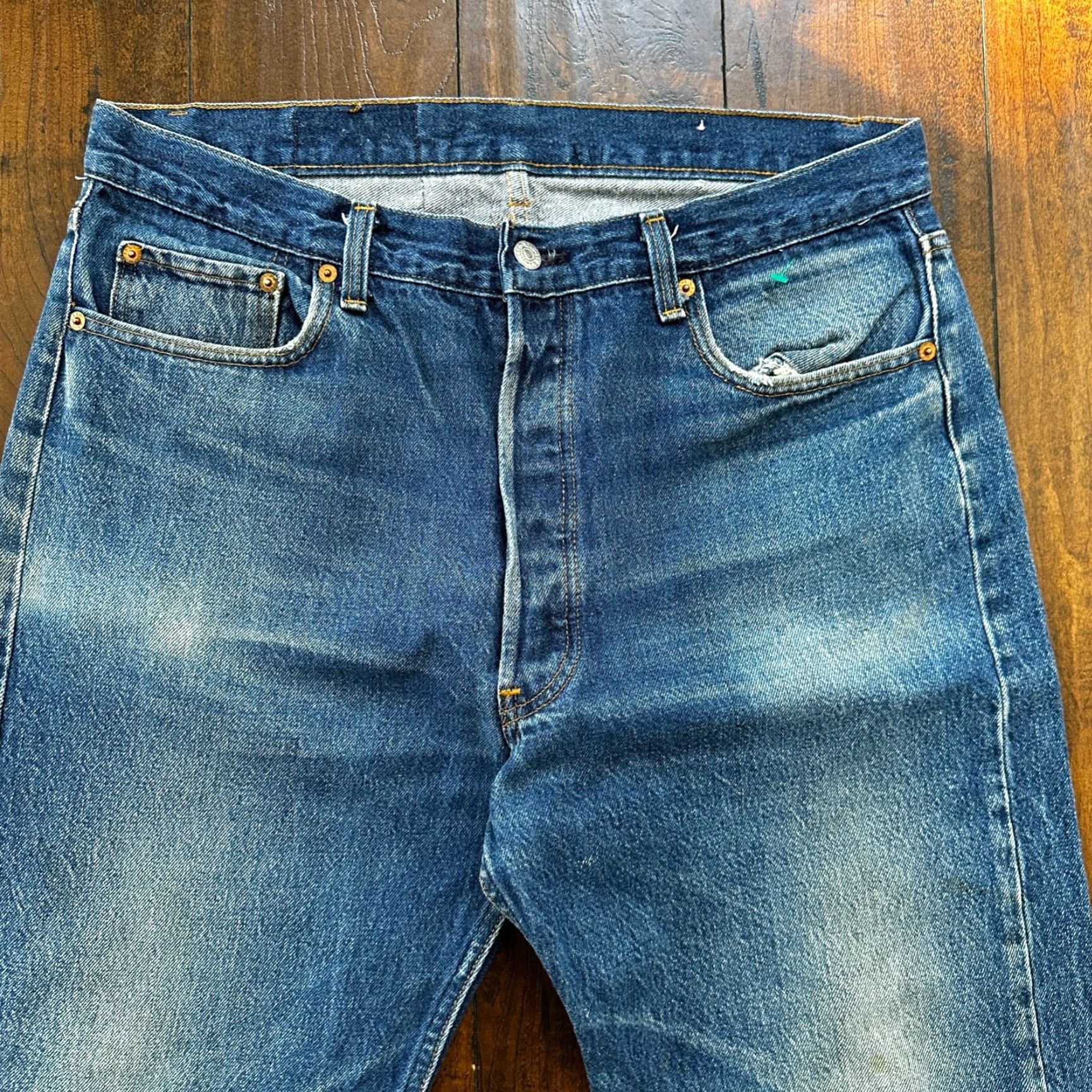 Levi's VINTAGE Levi's 501 Jeans Mens 38x36 Button Fly Straight Blue Denim Mid Rise USA Tag 80s 90s Theme Size US 38 / EU 54 - 2 Thumbnail