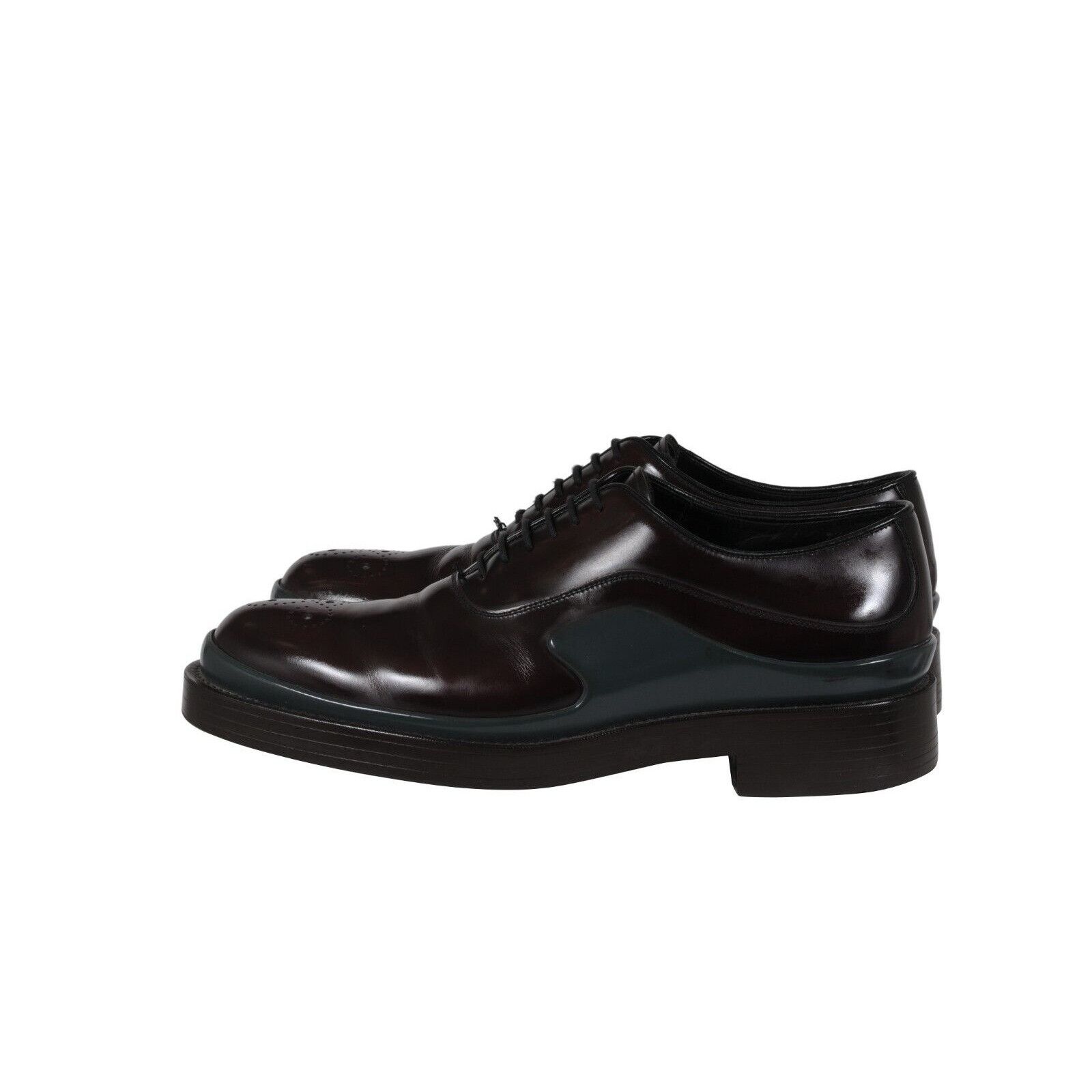 Prada Derbys Burgundy Leather Double Gray Mid Sole - 02478 Size US 9 / EU 42 - 6 Thumbnail