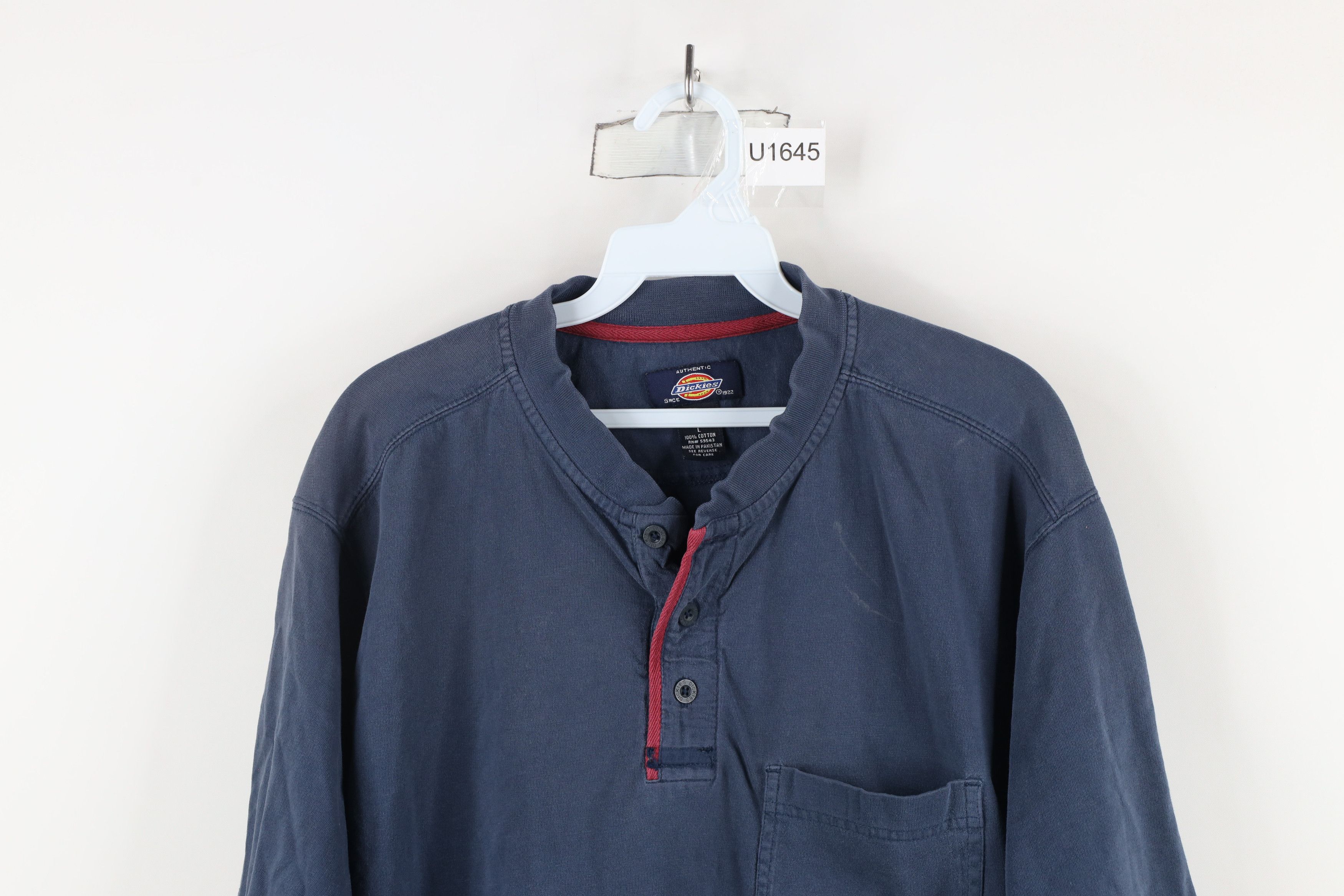 Dickies × Vintage Vintage Dickies Blank Short Sleeve Henley T-Shirt Blue Size US L / EU 52-54 / 3 - 2 Thumbnail