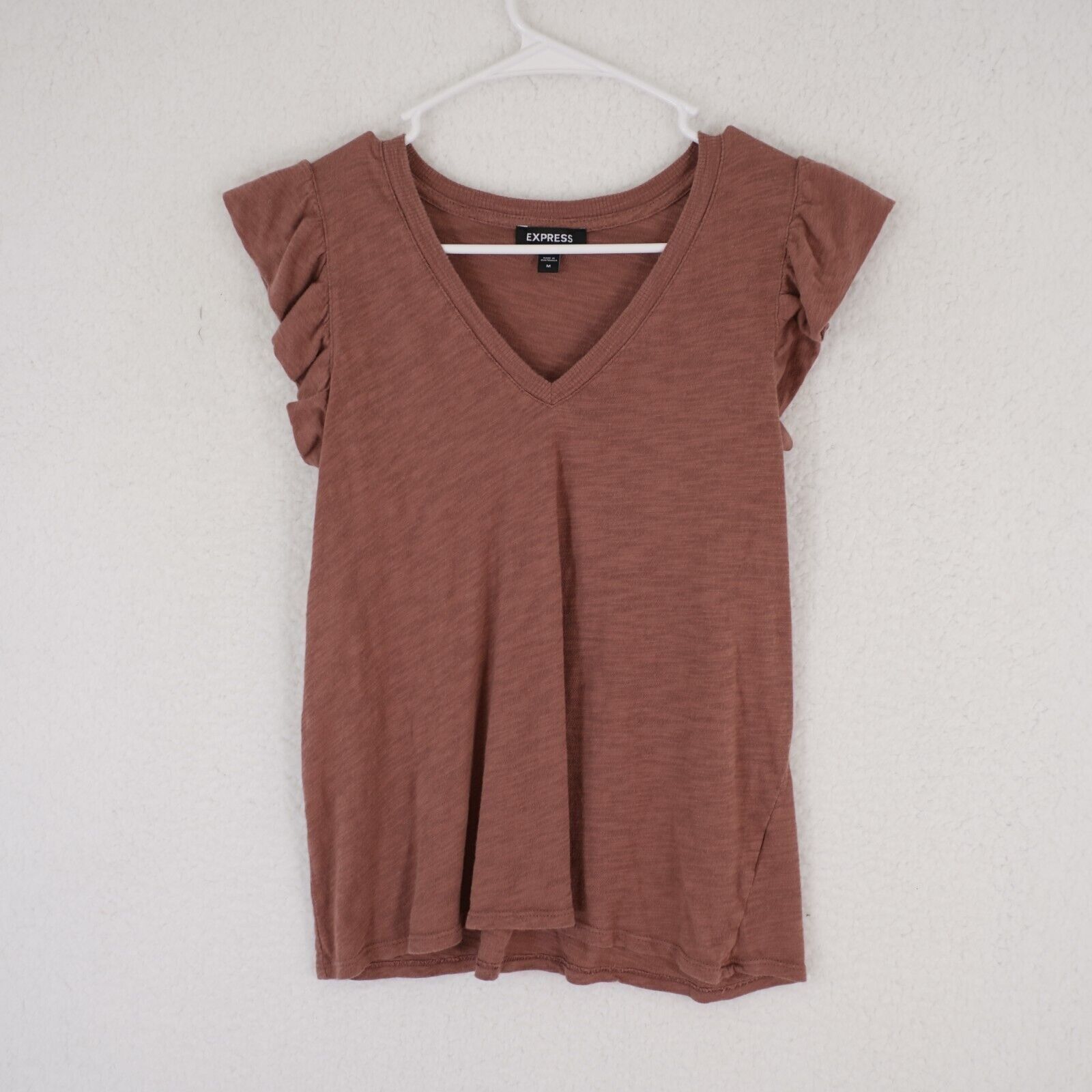 Express Express Medium Brown V-Neck Flutter Sleeveless Top / Shirt Size M / US 6-8 / IT 42-44 - 1 Thumbnail