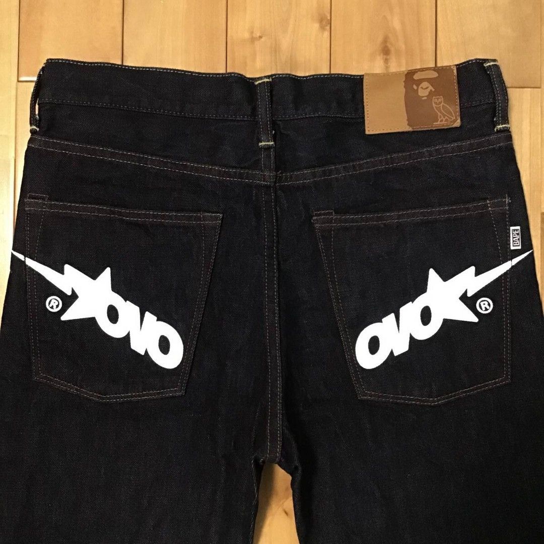 Bape BAPE × OVO LOGO Denim Pants a bathing ape ★size M Size US 32 / EU 48 - 4 Thumbnail