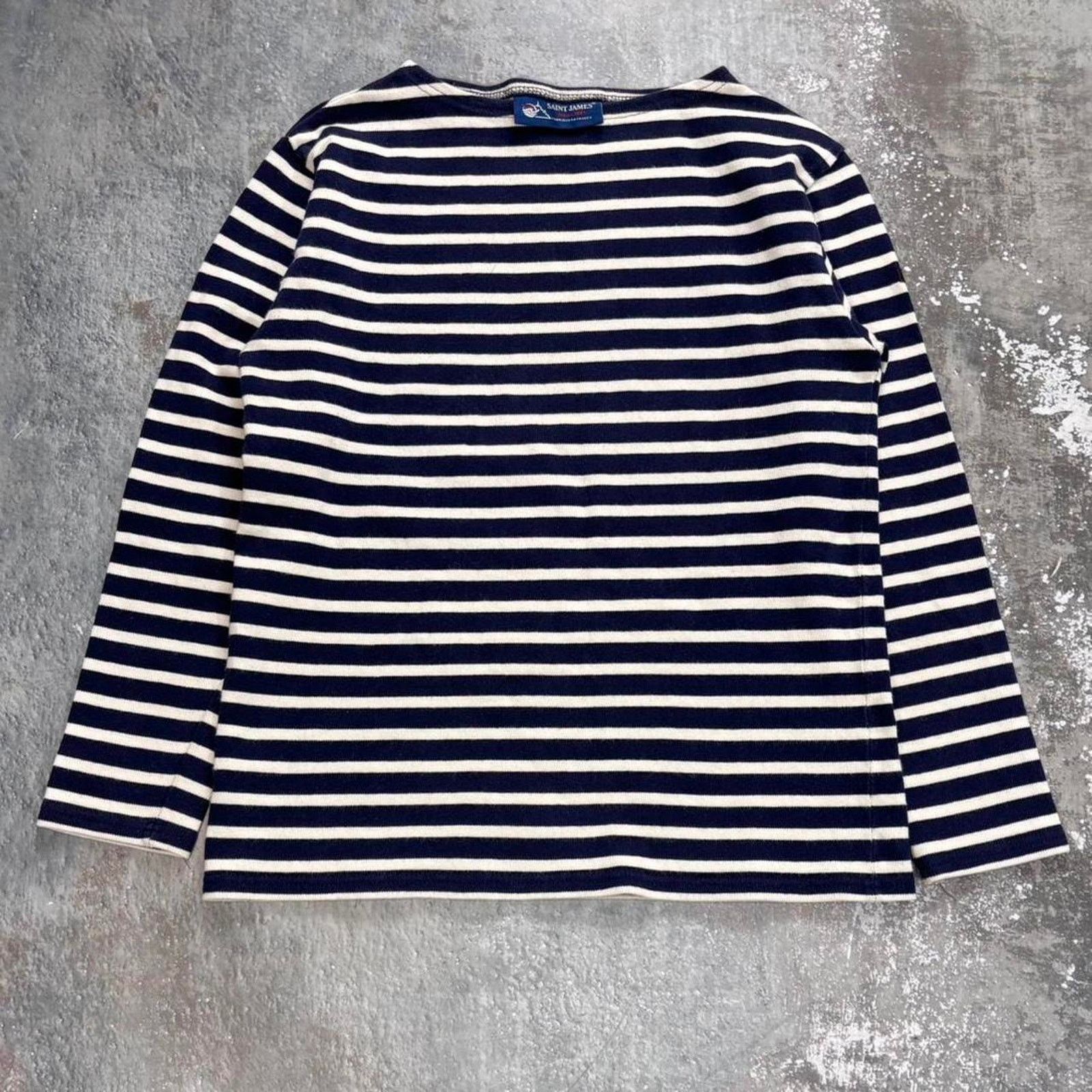 Saint James Vintage Saint James Boat Neck Navy & White Striped Shirt XS Size XS / US 0-2 / IT 36-38 - 1 Thumbnail