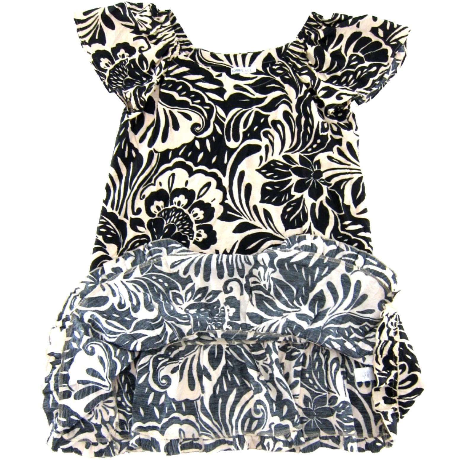 Vintage Robbie Bee Floral Off Shoulder Cap Sleeve Midi Sun Dress L Black Ivory Rayon Nylon Maxi Sundress Womens Size L / US 10 / IT 46 - 5 Thumbnail
