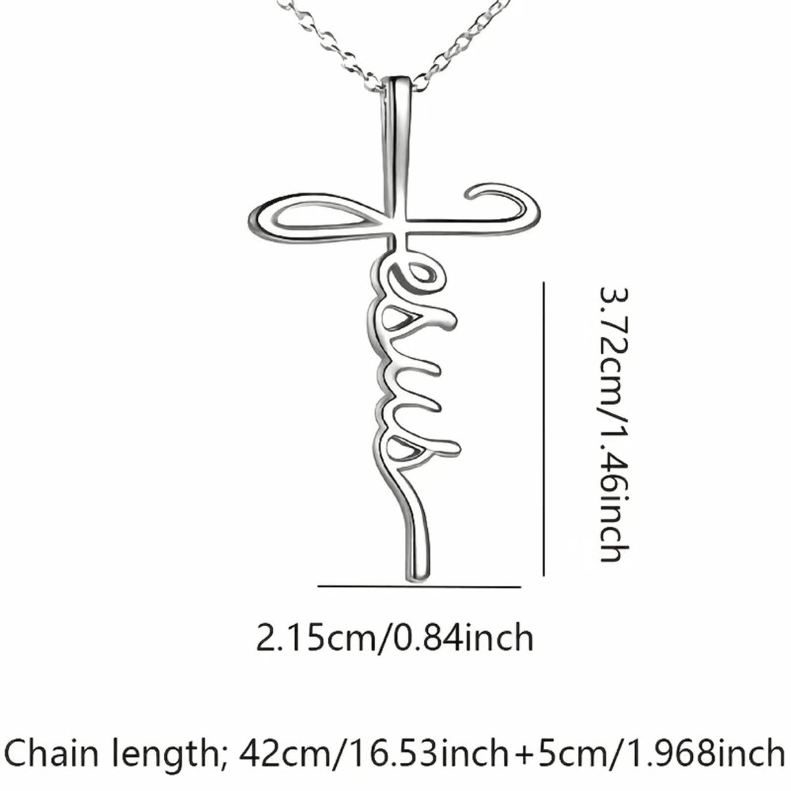 Jewelry Religious Jesus silver necklace gift box blessing card Size ONE SIZE - 8 Thumbnail