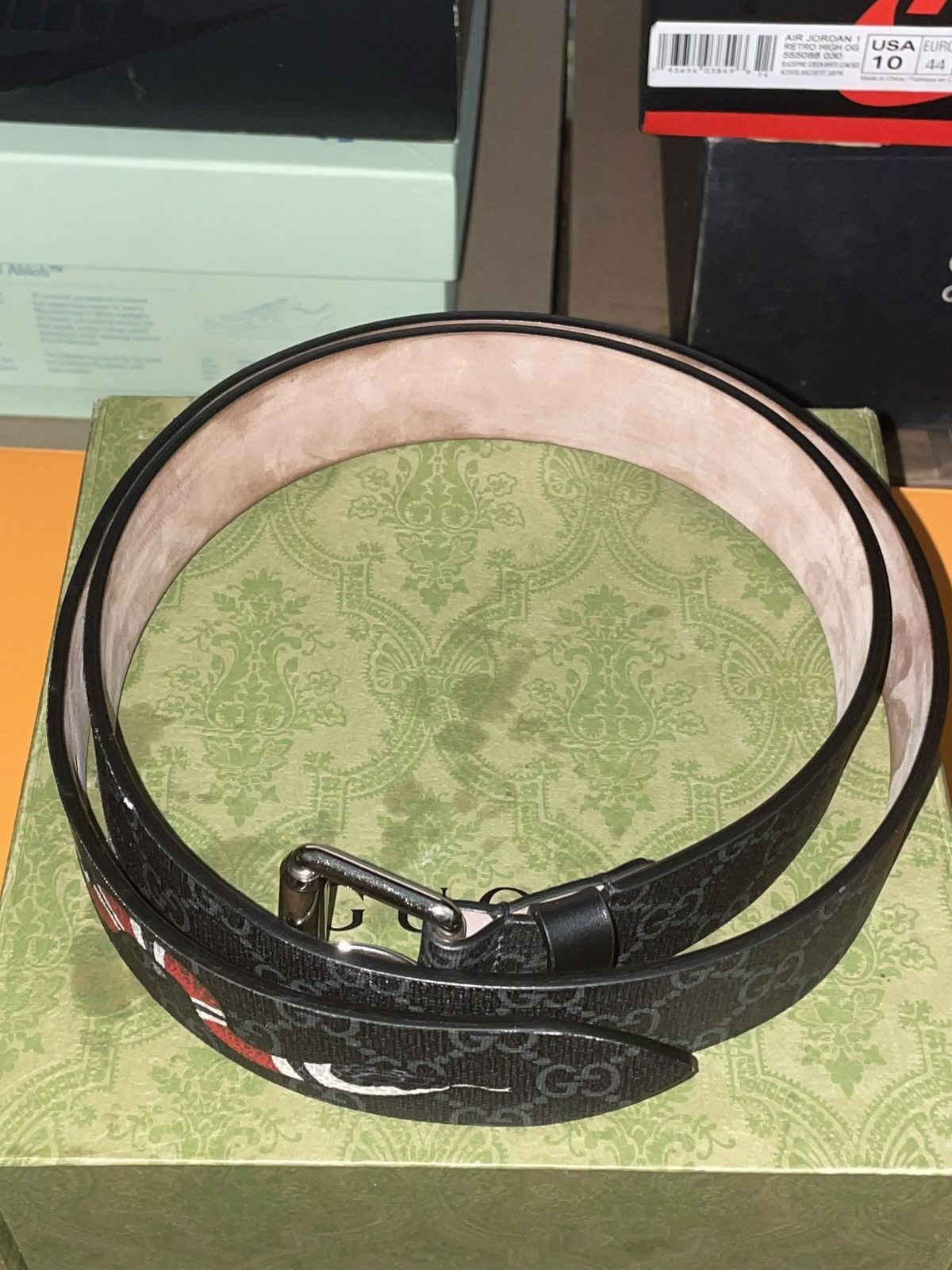 Gucci Gucci Snake Print GG Supreme Belt Size 38 - 3 Thumbnail