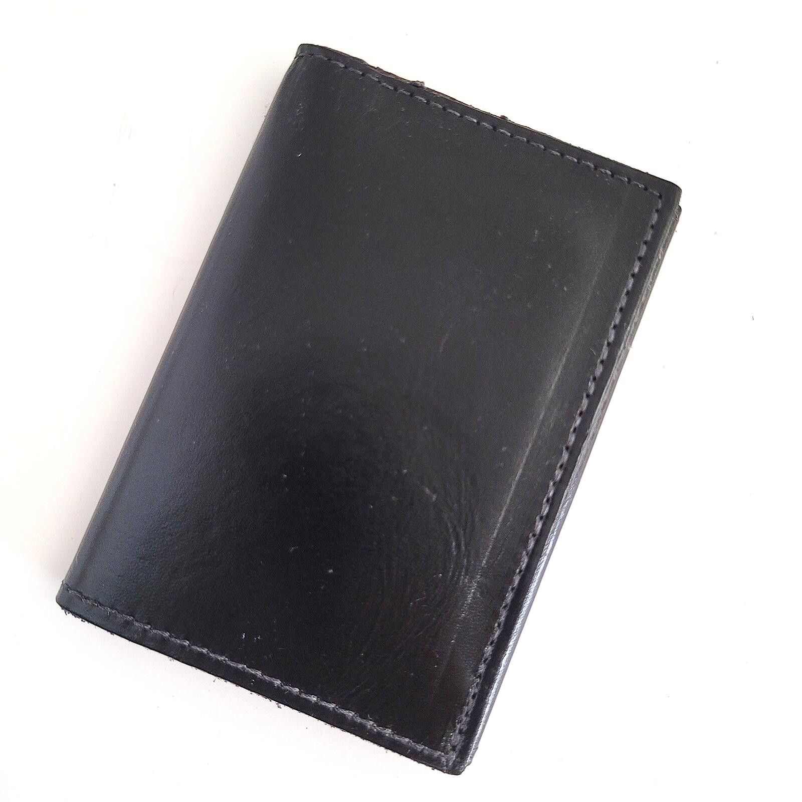 Other Genuine Leather Tri-Fold Wallet Classic Black Handmade - New Size ONE SIZE - 1 Thumbnail