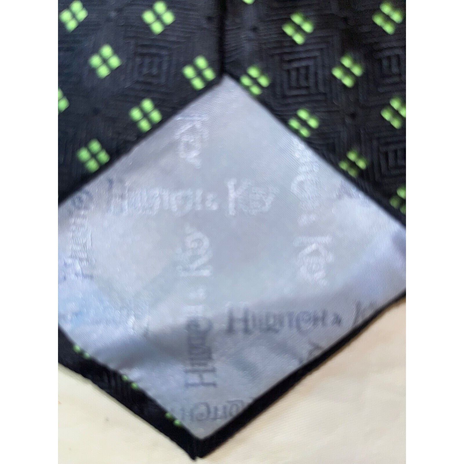 Hilditch & Key Hilditch & Key All Silk Tie ~ Dark Blue & Green Squares Size ONE SIZE - 5 Thumbnail