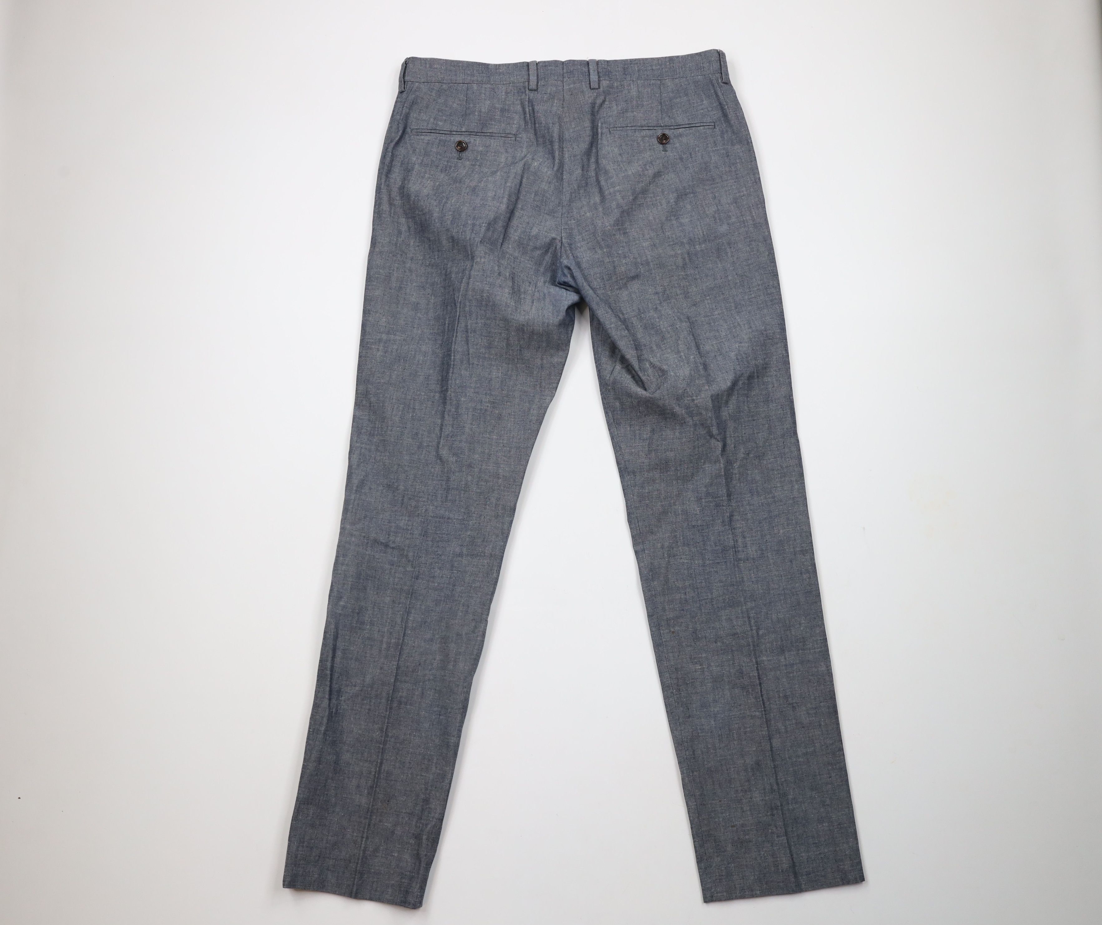 J.Crew × Vintage J Crew Fit Skinny Leg Chambray Chino Pants Trousers Blue Size US 33 - 8 Thumbnail