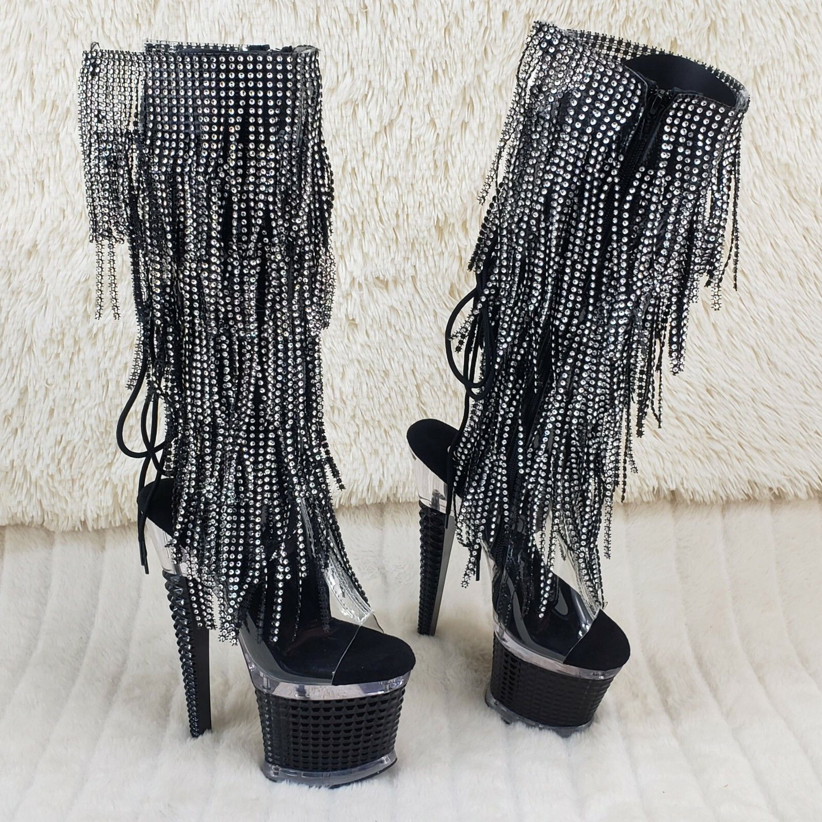 Other Spectator 2017 Black Fringe Platform 7" High Heel Fringe Kne Size US 6 / IT 36 - 1 Thumbnail
