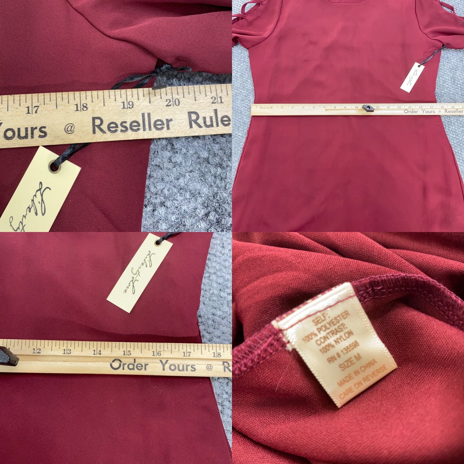 Vintage Liberty Love Womens Mini Dress Medium Maroon Long Sleeve Lined Size M / US 6-8 / IT 42-44 - 9 Thumbnail