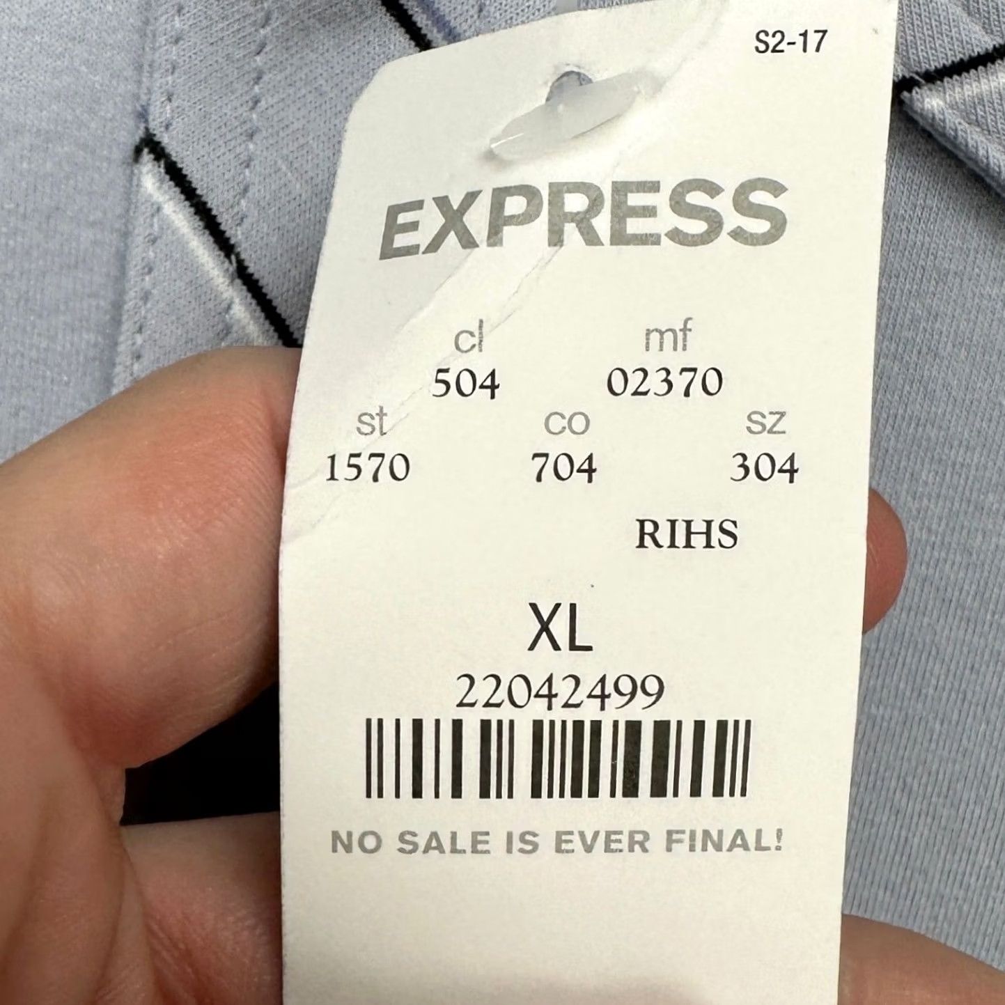 Express Express Polo Shirt Men XL Light Blue Gray Long Sleeve Outdoor Rugby NEW Size US XL / EU 56 / 4 - 2 Thumbnail